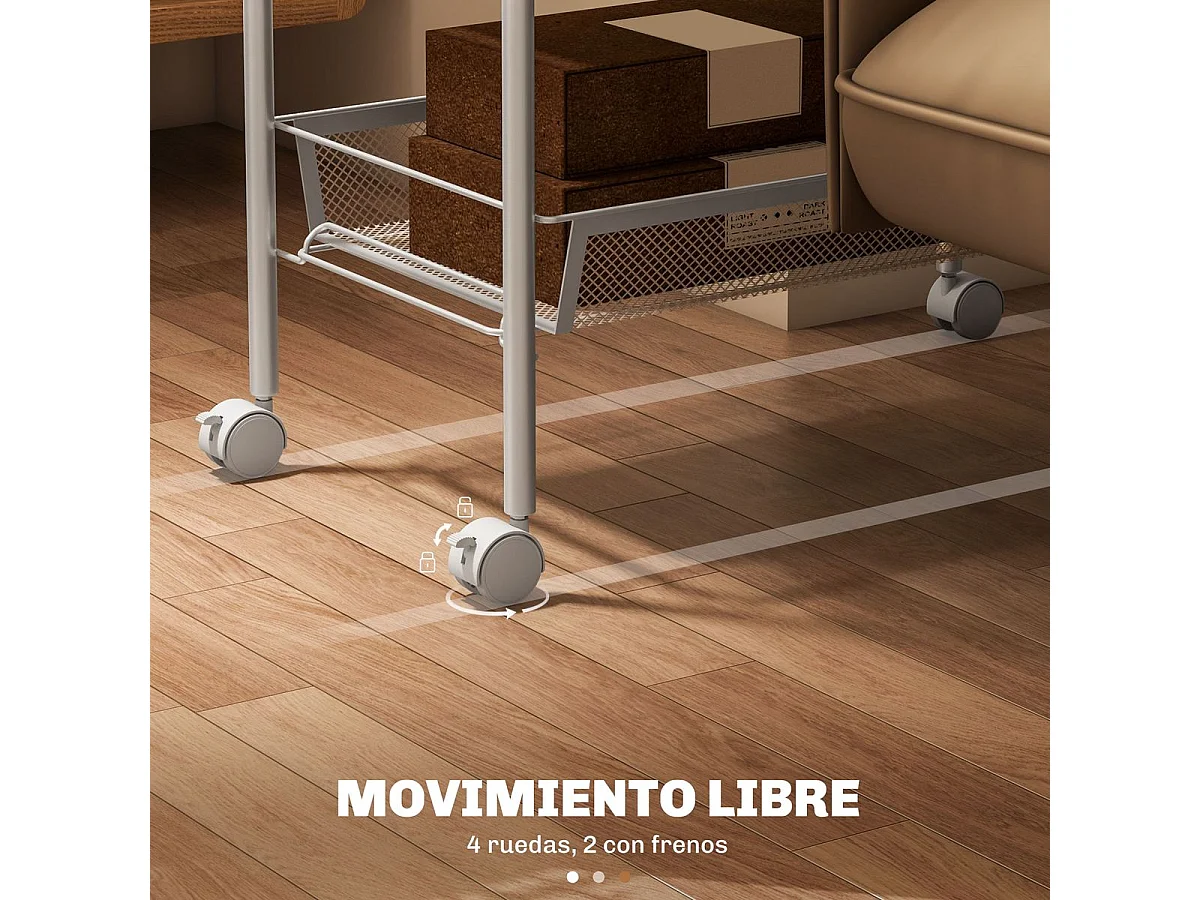 Carrito auxiliar Cenaria Homcom 5 cestas extraíbles blanco 106x45x26,5 cm