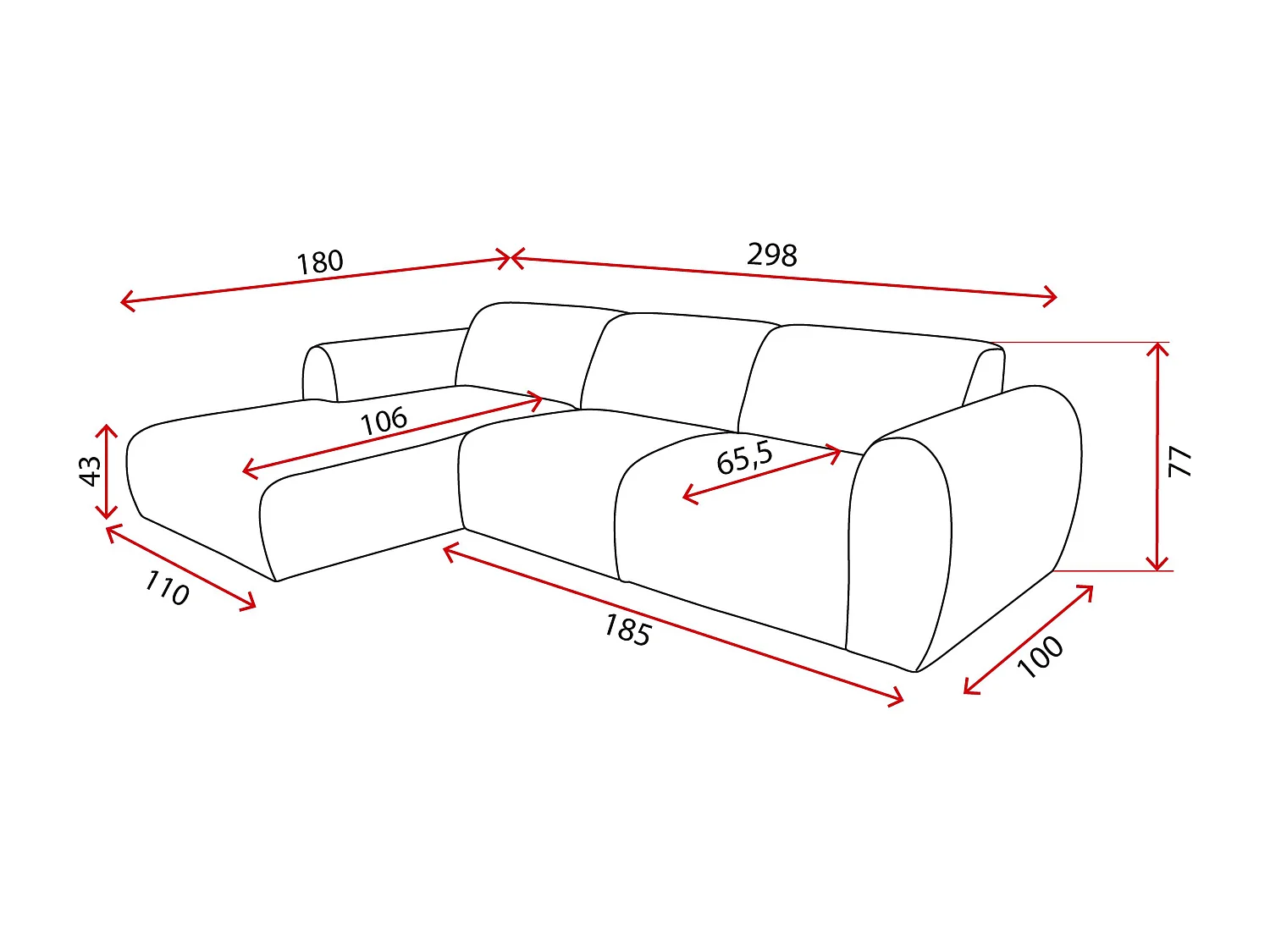 Canapé d’angle Softy – canapé d’angle luxe pour salon, assise moelleuse et élastique, grand canapé 297x180 cm