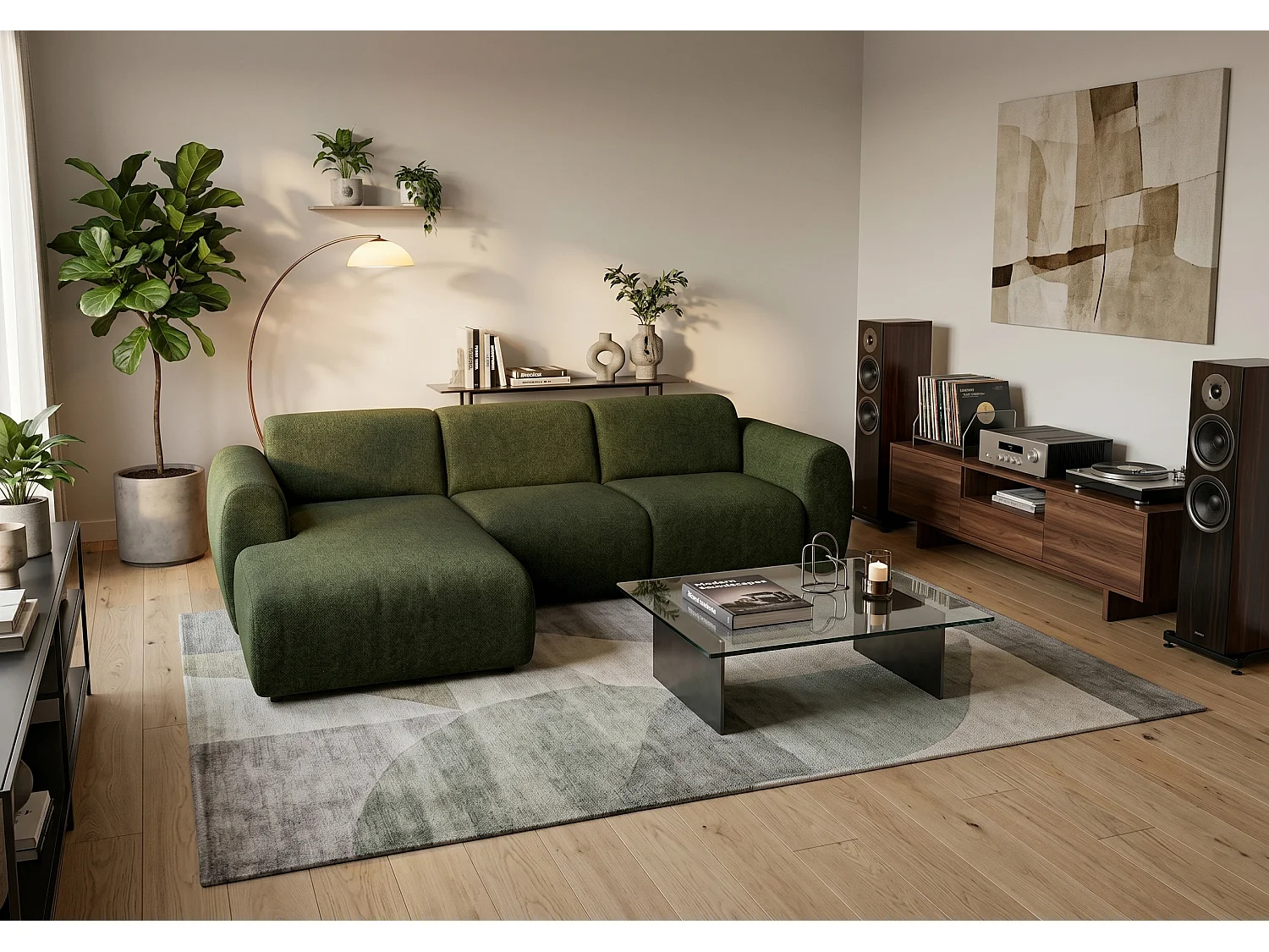 Canapé d’angle Softy – canapé d’angle luxe pour salon, assise moelleuse et élastique, grand canapé 297x180 cm