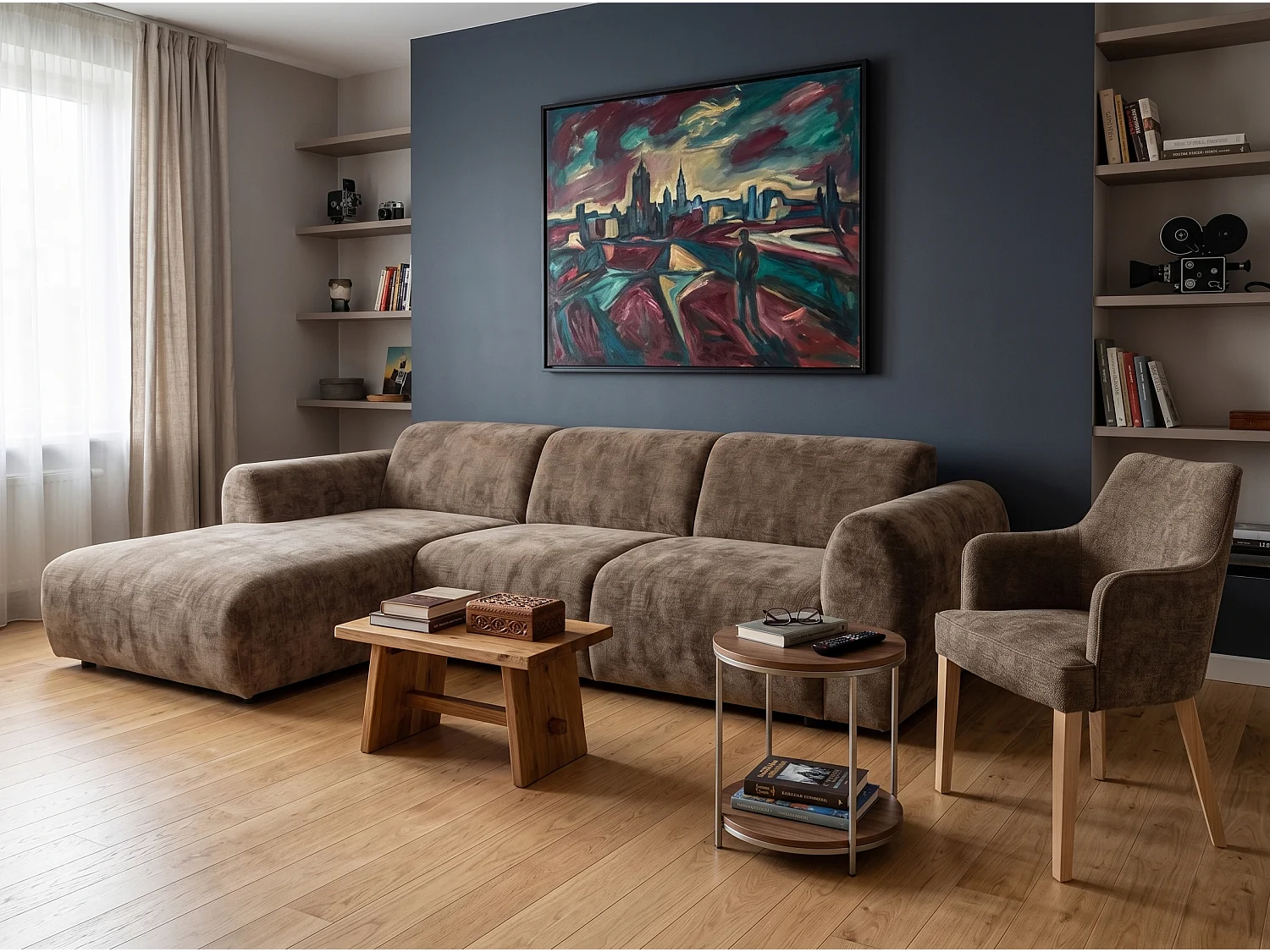 Canapé d’angle Softy – canapé d’angle luxe pour salon, assise moelleuse et élastique, grand canapé 297x180 cm
