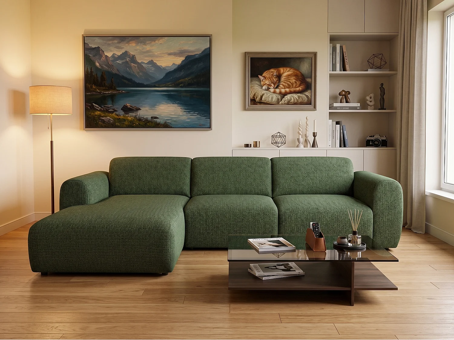 Canapé d’angle Softy – canapé d’angle luxe pour salon, assise moelleuse et élastique, grand canapé 297x180 cm