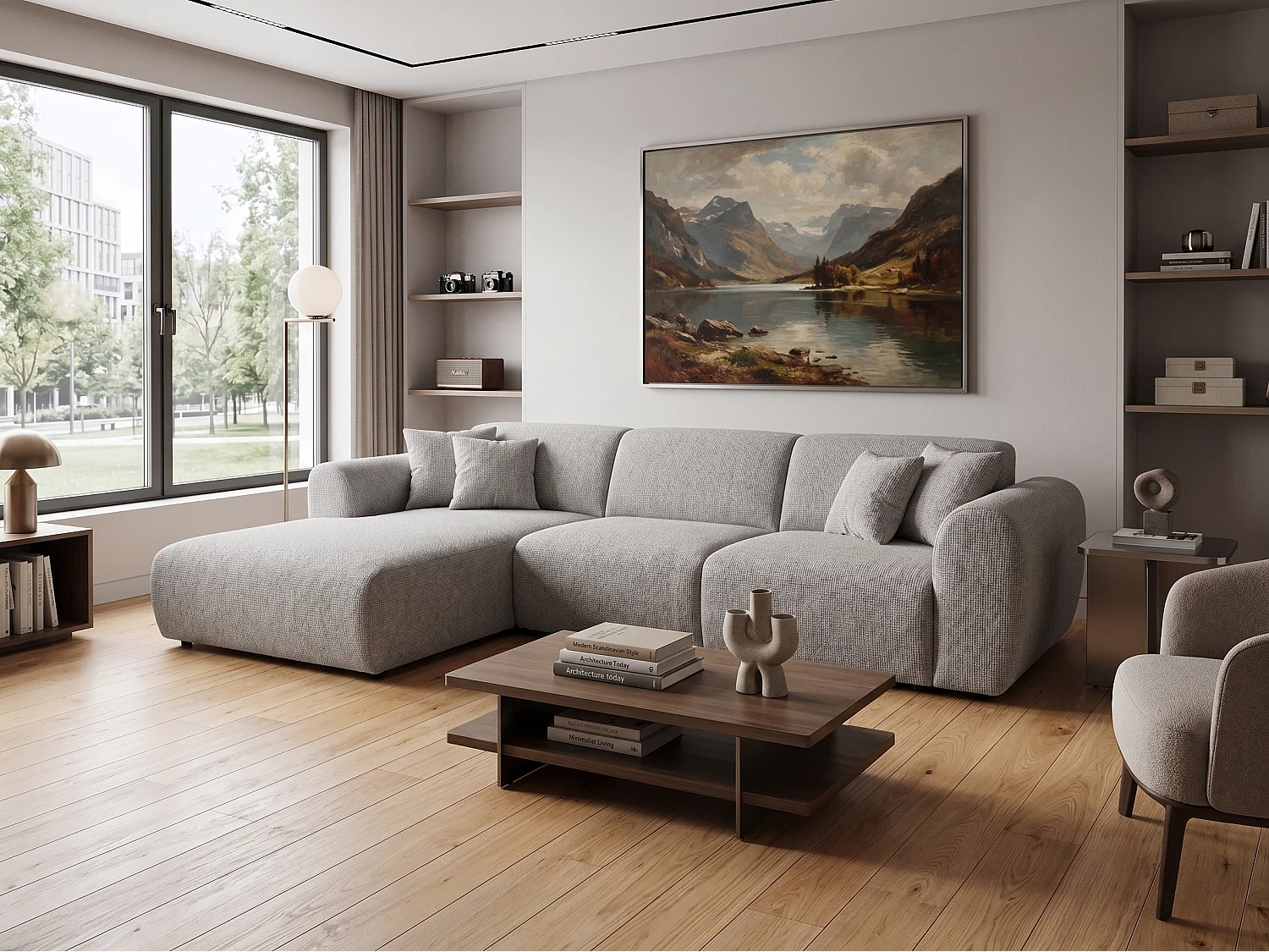 Canapé d’angle Softy – canapé d’angle luxe pour salon, assise moelleuse et élastique, grand canapé 297x180 cm