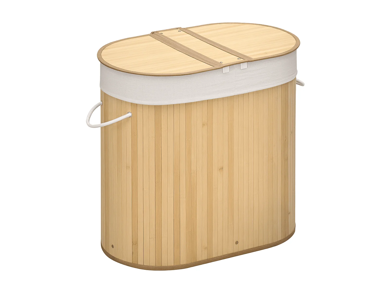 Cesto para ropa sucia Ying Yang Homcom 100L 2 compartimentos natural 60,5x62,5x37 cm
