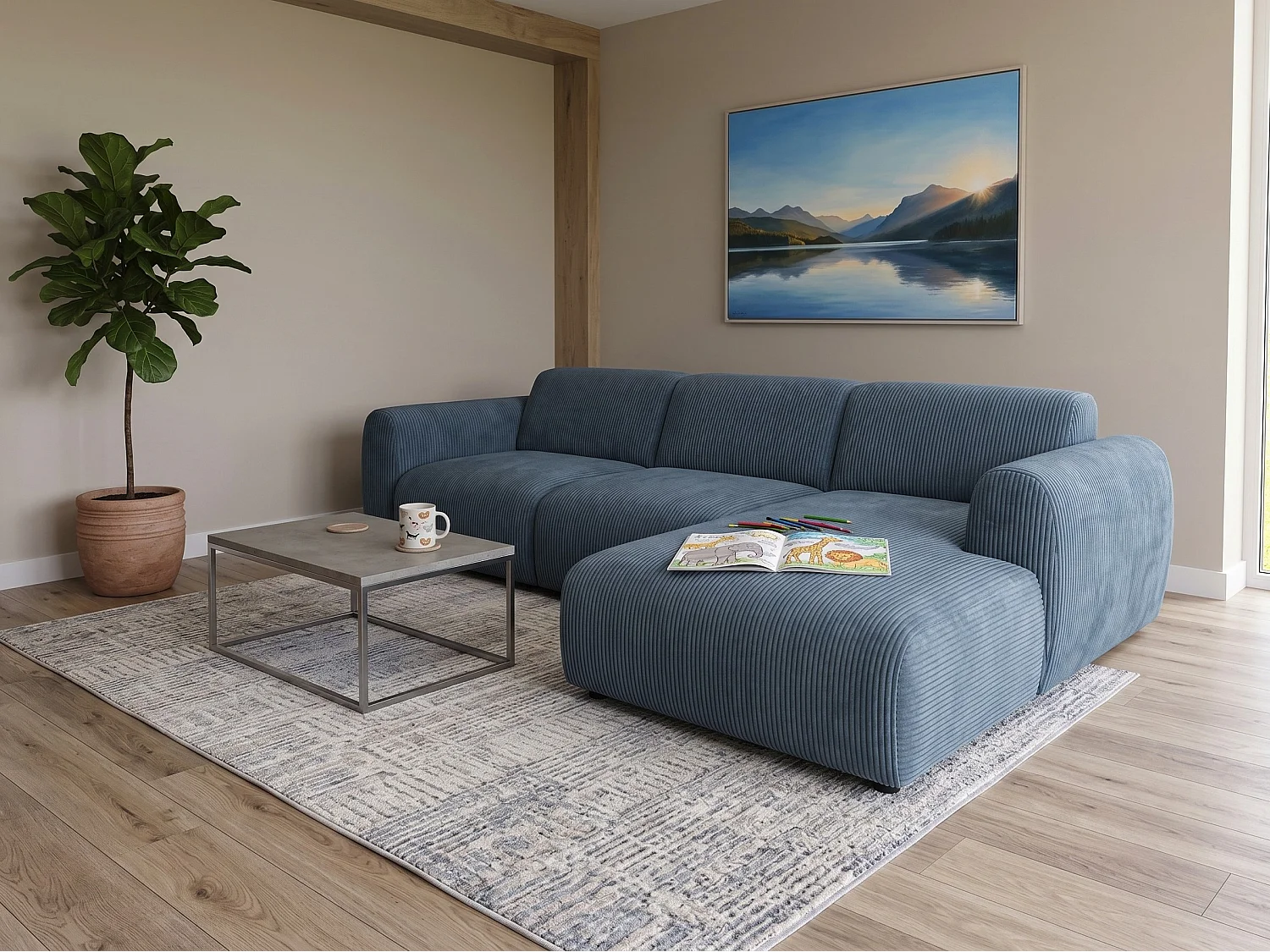 Canapé d’angle Softy – canapé d’angle luxe pour salon, assise moelleuse et élastique, grand canapé 297x180 cm