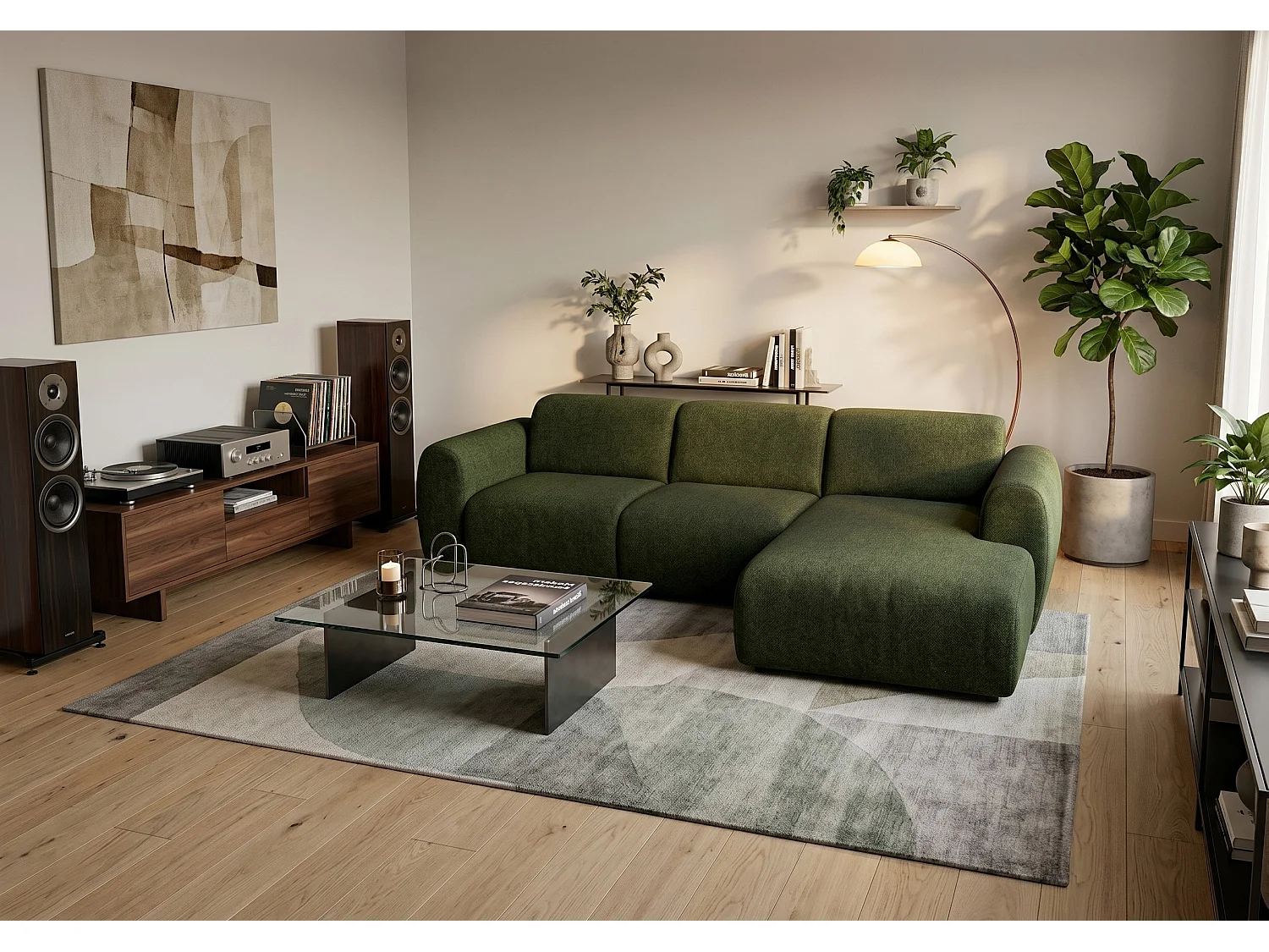 Canapé d’angle Softy – canapé d’angle luxe pour salon, assise moelleuse et élastique, grand canapé 297x180 cm