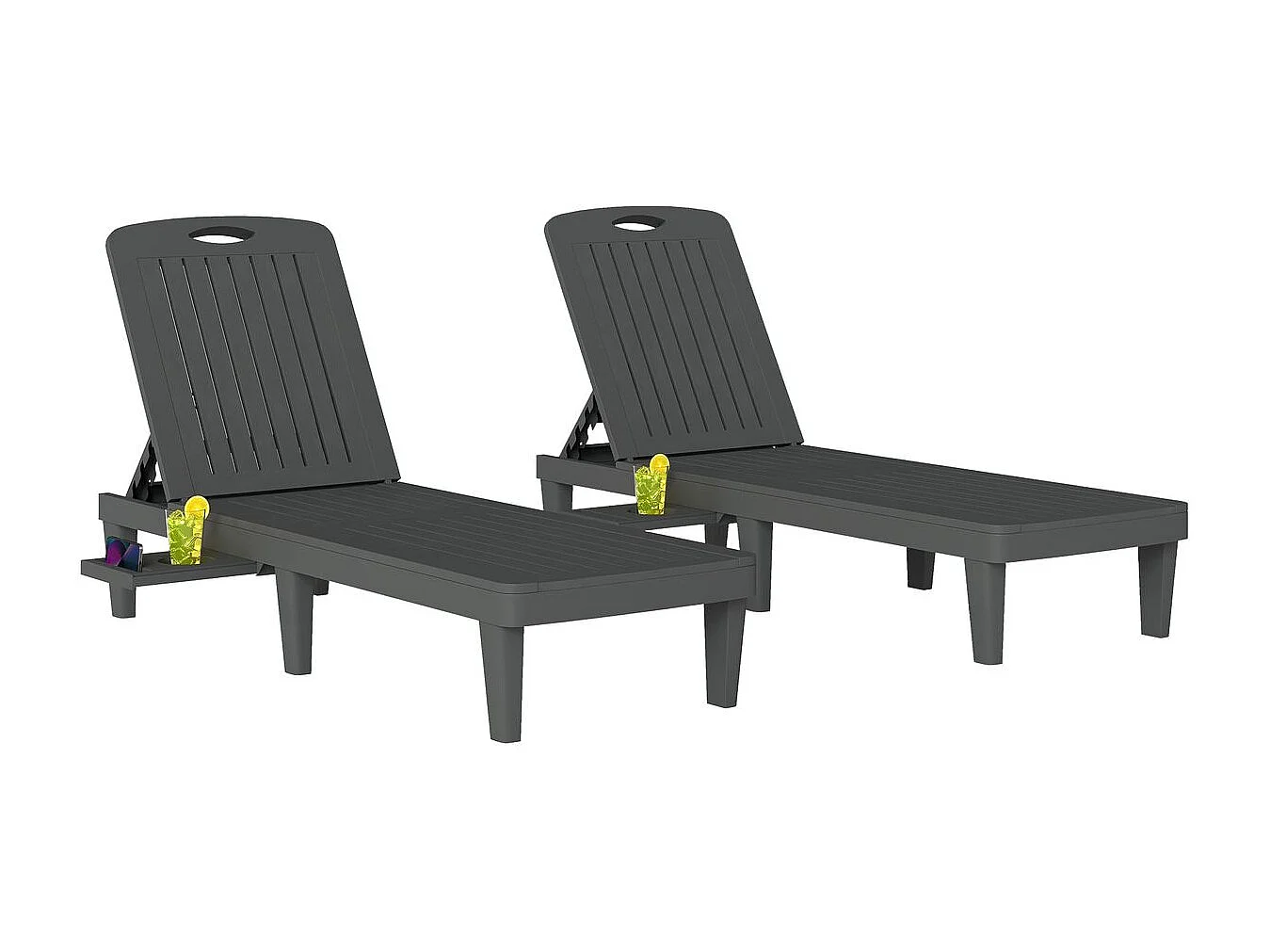 Pack de 2 tumbonas Mhia Outsunny respaldo reclinable gris 83x162x57 cm