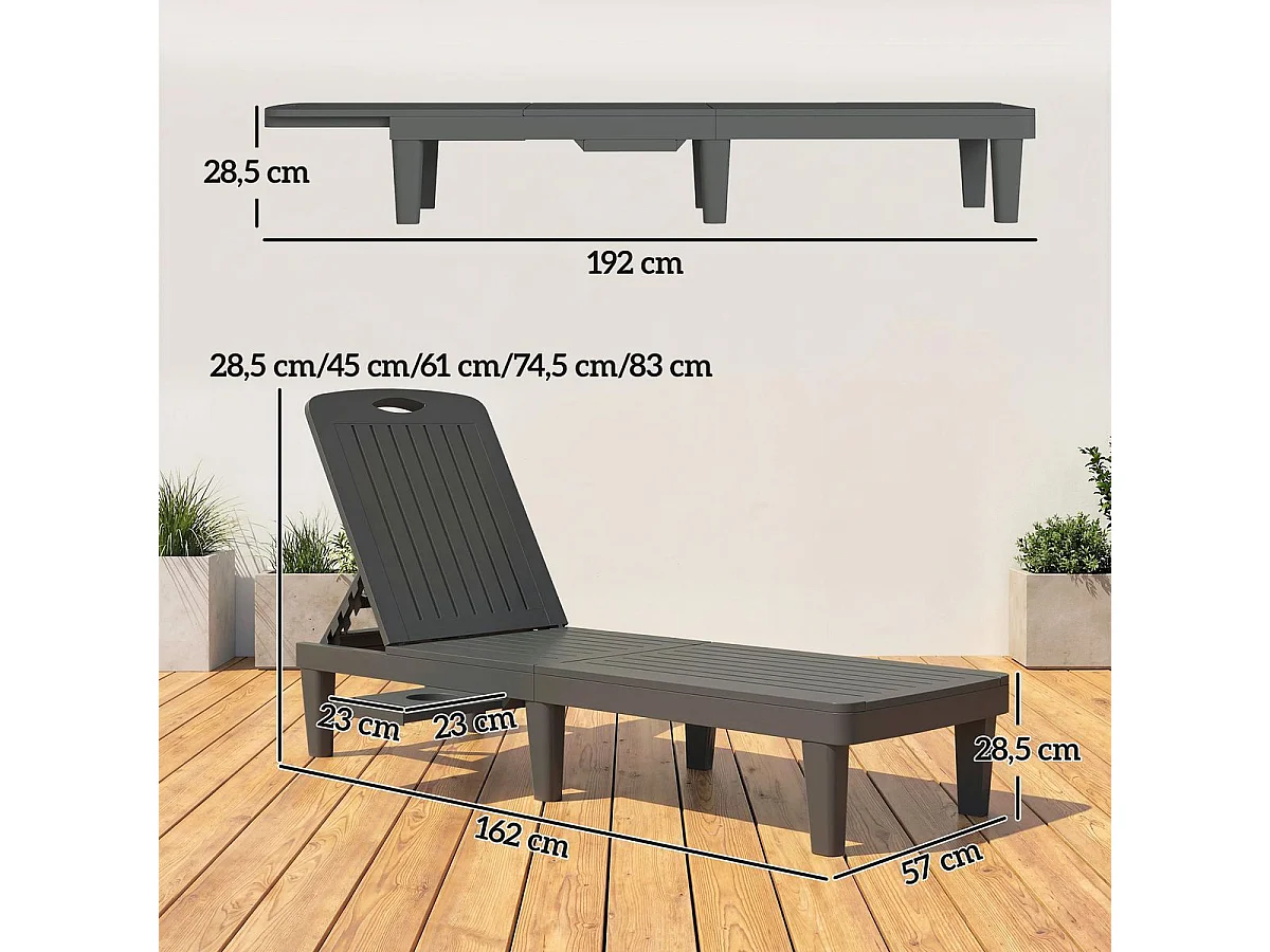 Pack de 2 tumbonas Mhia Outsunny respaldo reclinable gris 83x162x57 cm