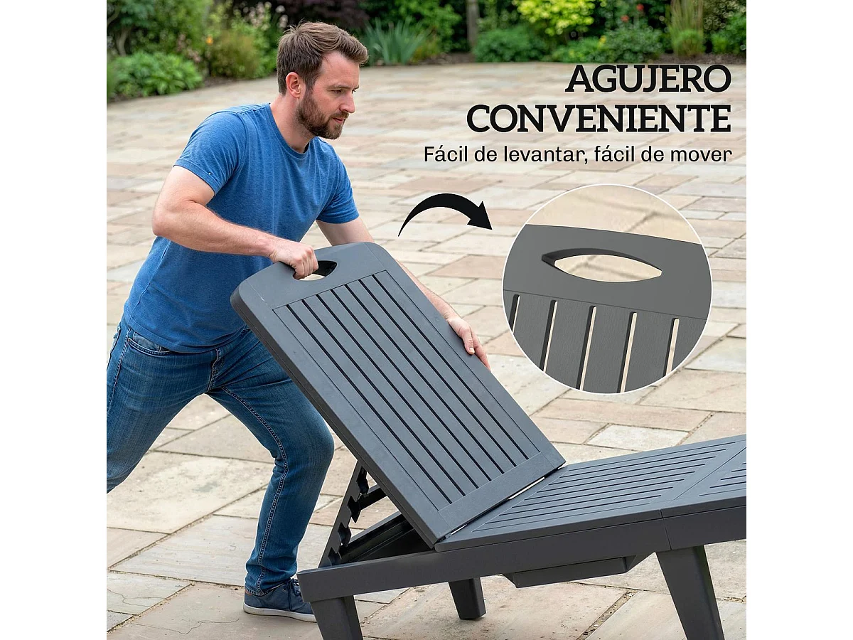 Pack de 2 tumbonas Mhia Outsunny respaldo reclinable gris 83x162x57 cm