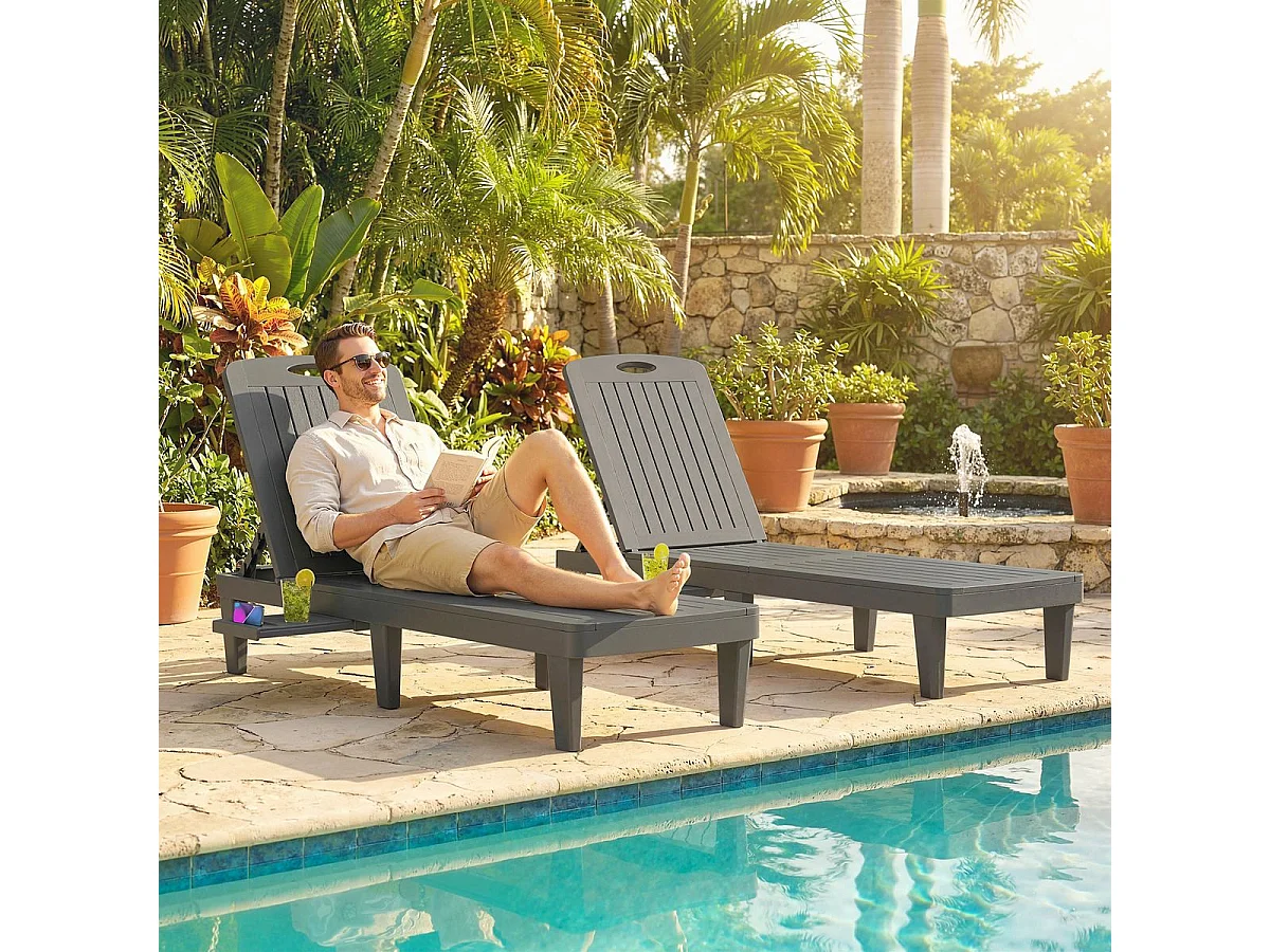 Pack de 2 tumbonas Mhia Outsunny respaldo reclinable gris 83x162x57 cm