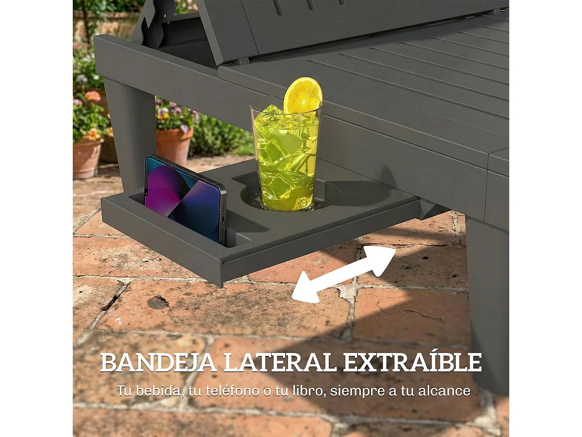 Pack de 2 tumbonas Mhia Outsunny respaldo reclinable gris 83x162x57 cm