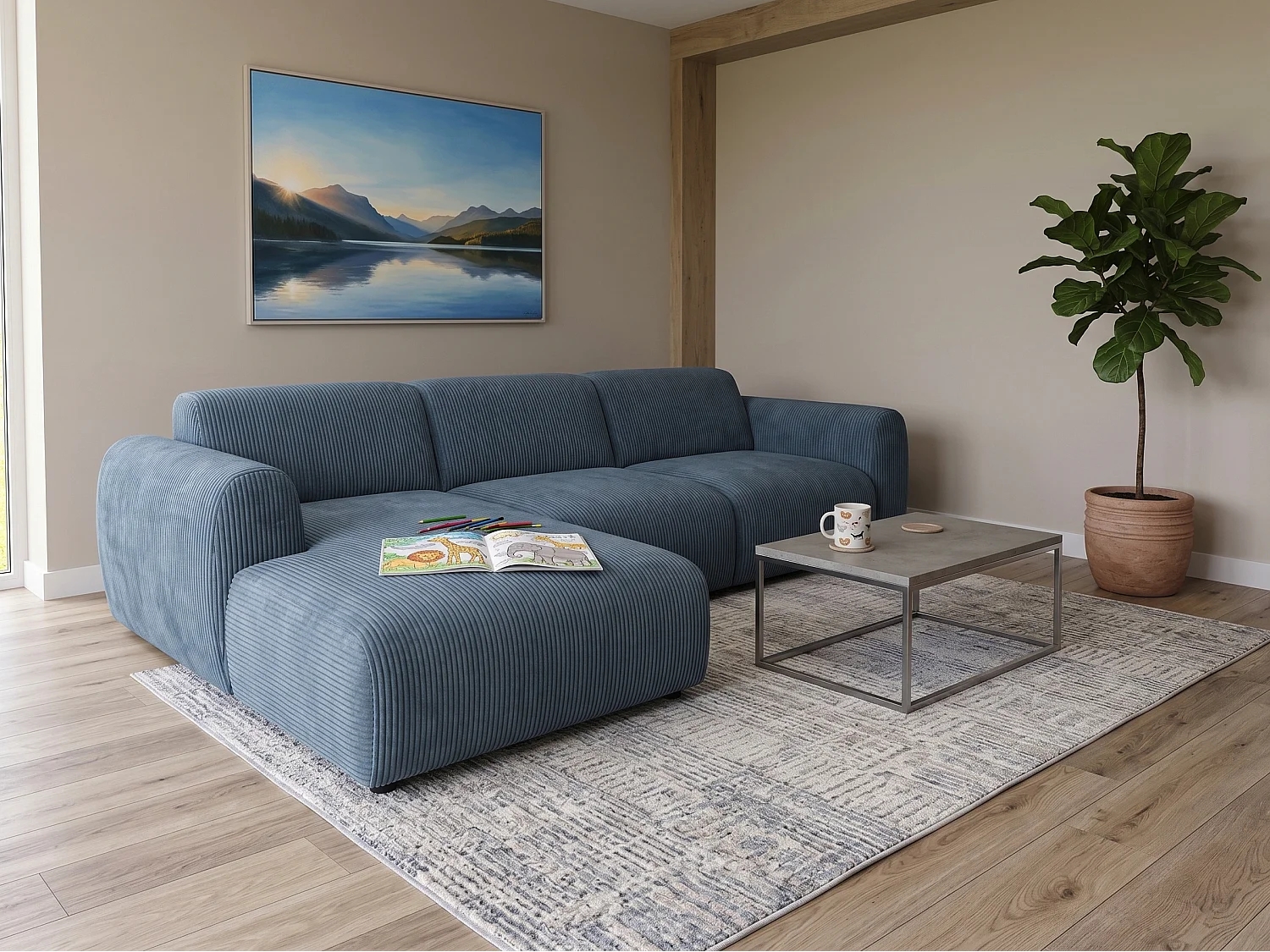 Canapé d’angle Softy – canapé d’angle luxe pour salon, assise moelleuse et élastique, grand canapé 297x180 cm