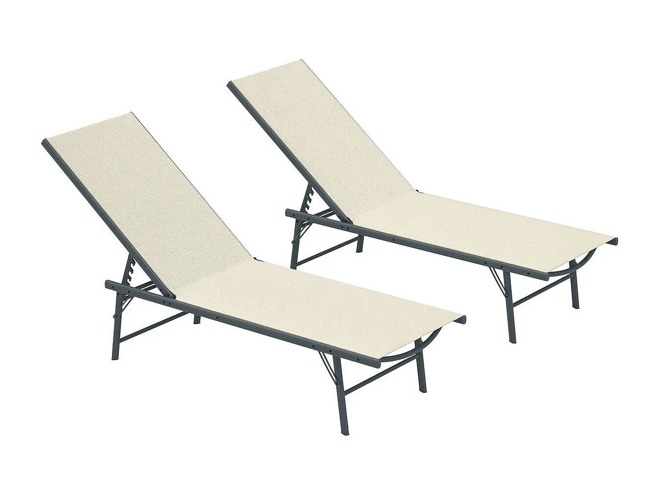 Pack de 2 tumbonas Haima Outsunny respaldo reclinable 5 posiciones beige 84x182x54 cm
