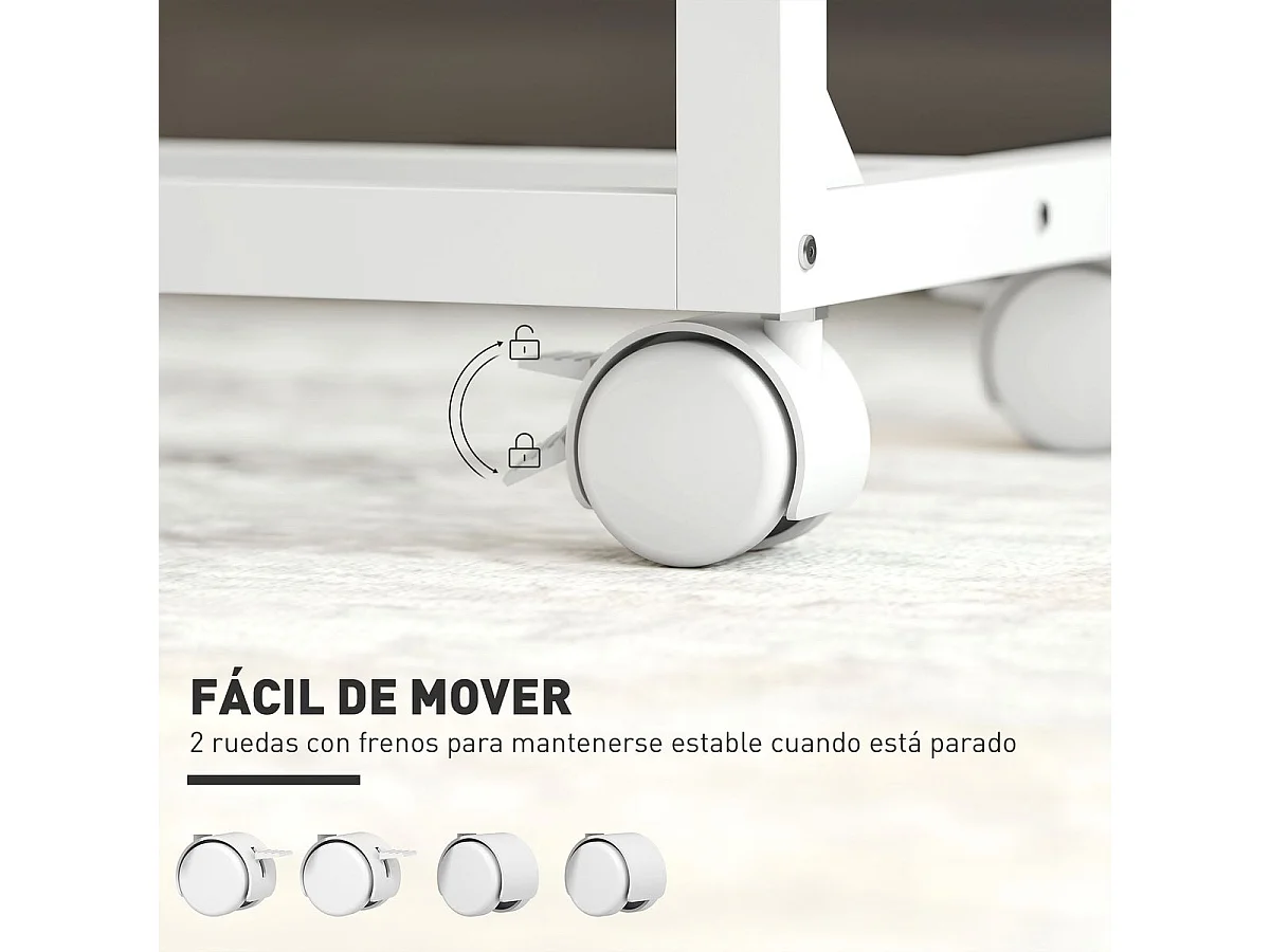 Mesa auxiliar Olvian Homcom altura ajustable natural/blanco 62,5-82,5x55x36 cm
