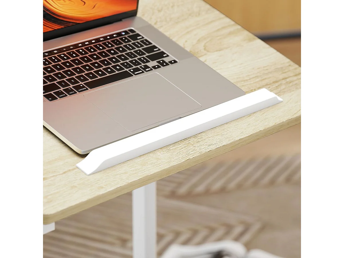 Mesa auxiliar Olvian Homcom altura ajustable natural/blanco 62,5-82,5x55x36 cm