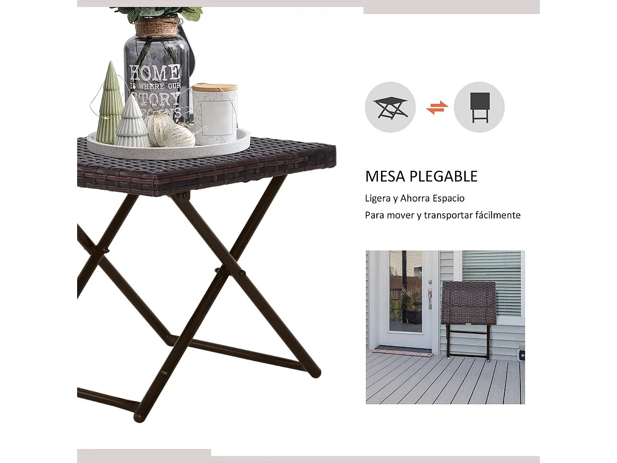 Mesa de exterior Like Outsunny plegable marrón 40x40 cm