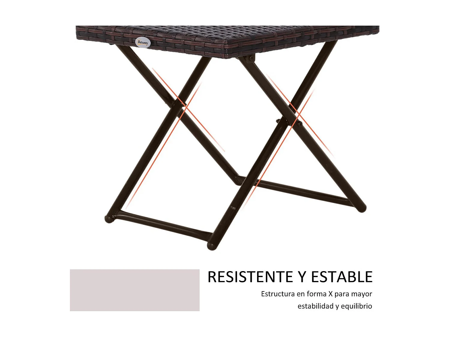 Mesa de exterior Like Outsunny plegable marrón 40x40 cm