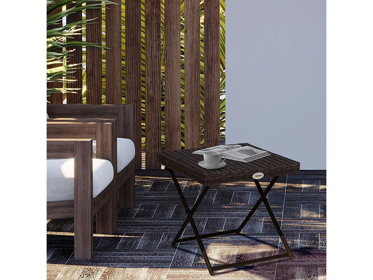 Mesa de exterior Like Outsunny plegable marrón 40x40 cm