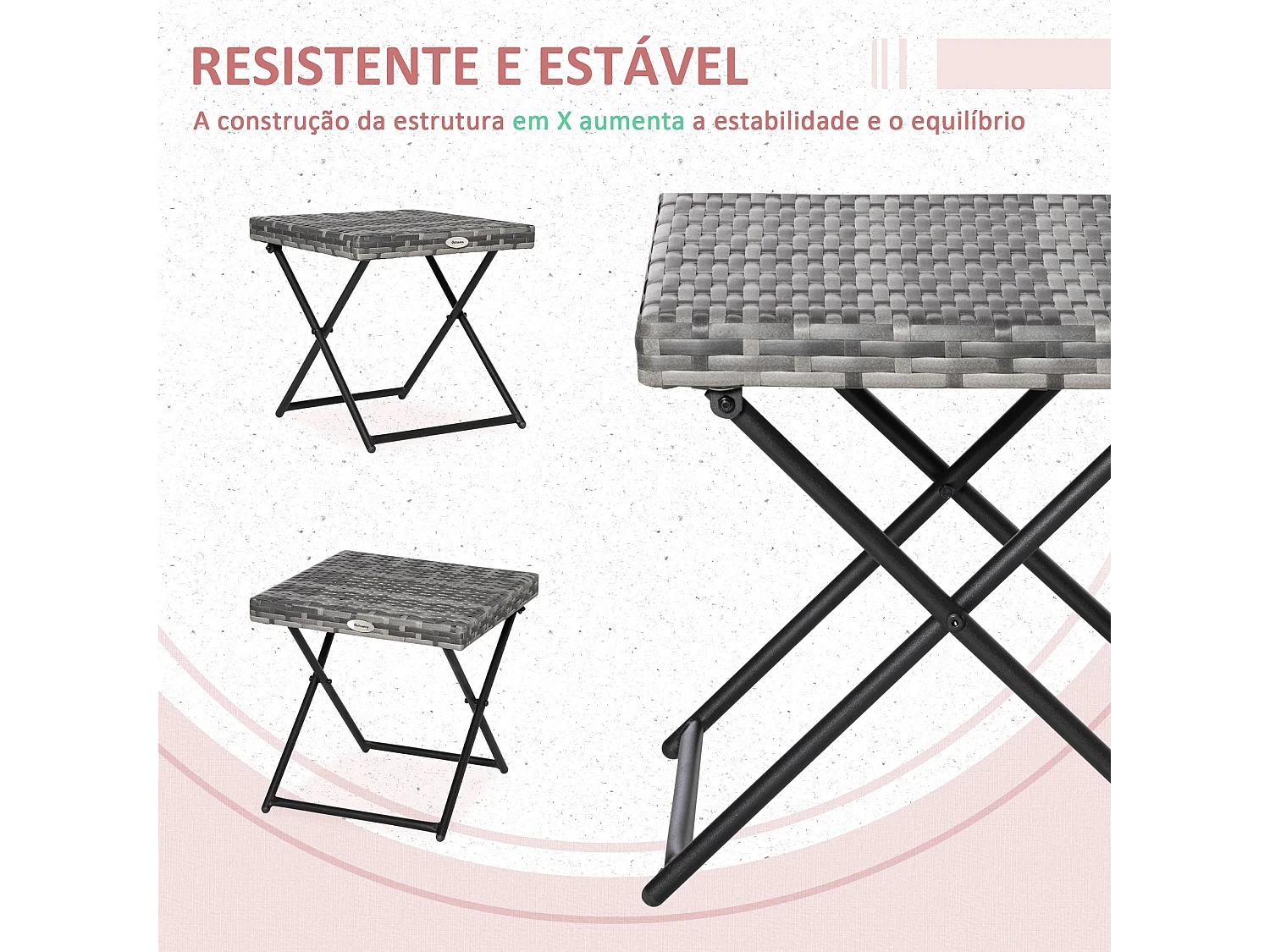 Mesa de exterior Like Outsunny plegable gris 40x40 cm