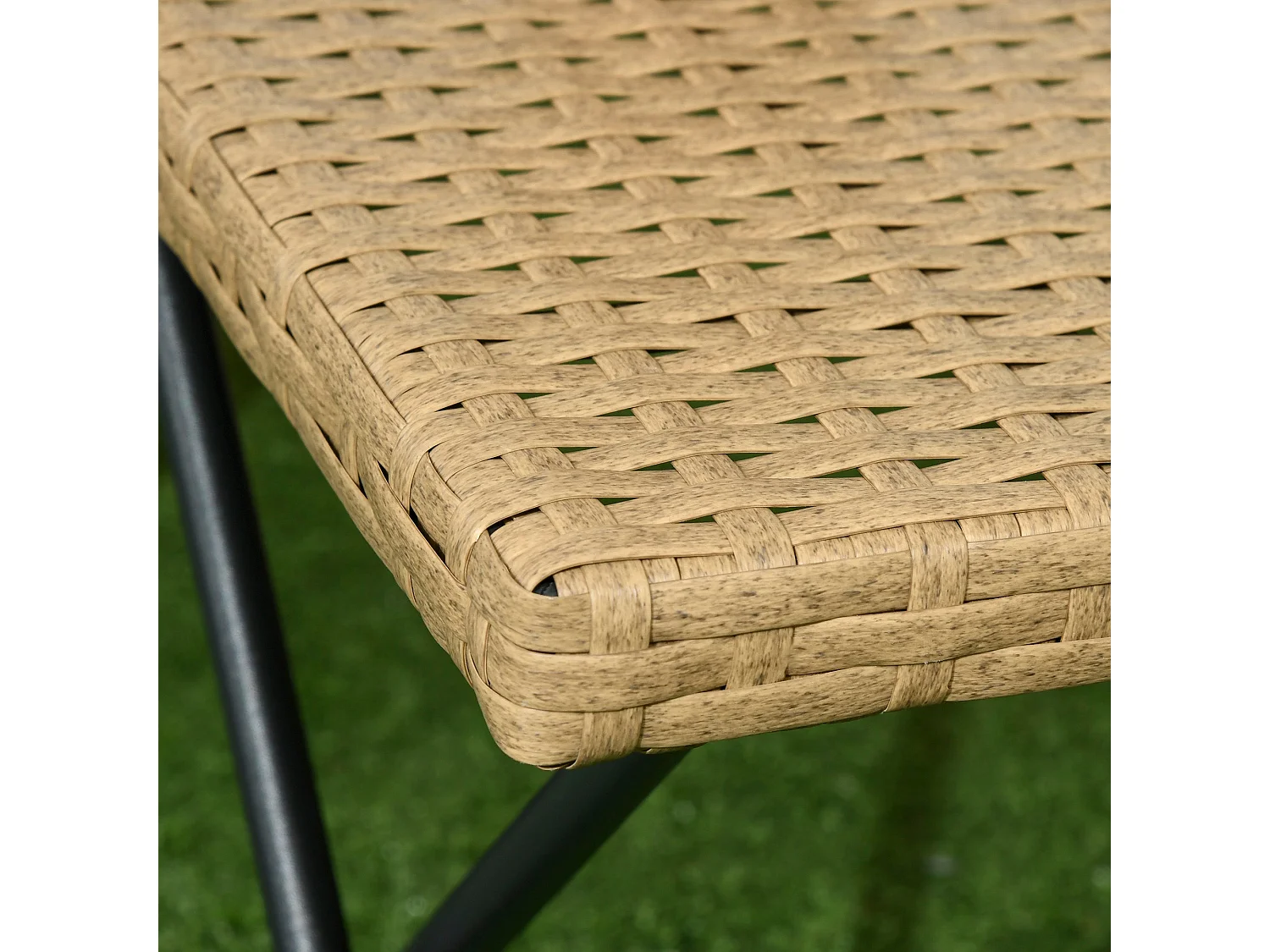 Outsunny mesa de jardín de ratán sintético 0,16 ㎡ mesa de t madera natural