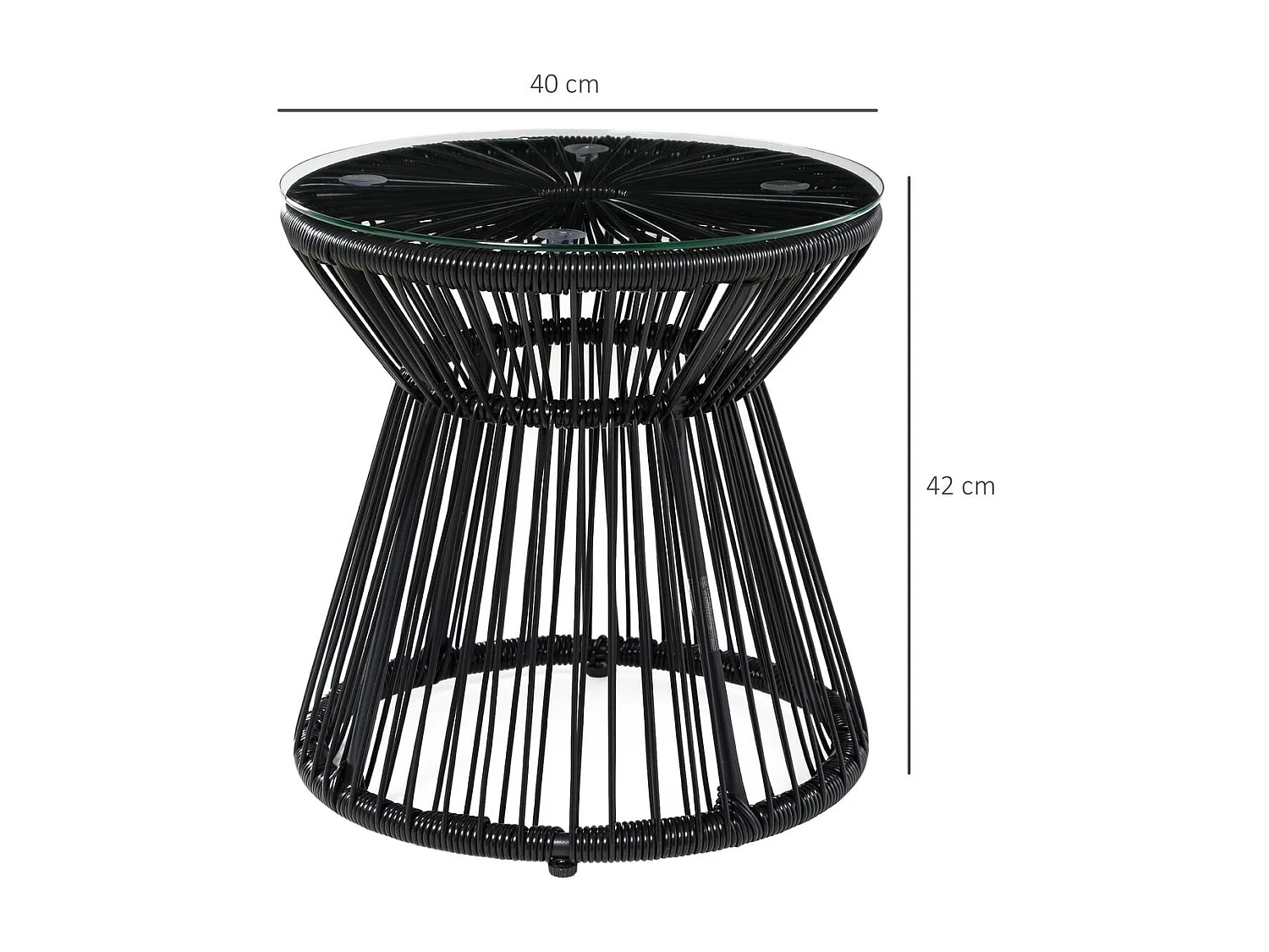 Mesa auxiliar Paradise Outsunny encimera de cristal negro Ø40x42 cm