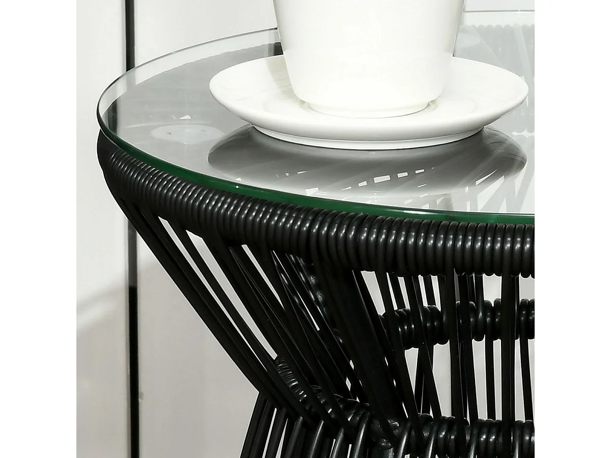 Mesa auxiliar Paradise Outsunny encimera de cristal negro Ø40x42 cm