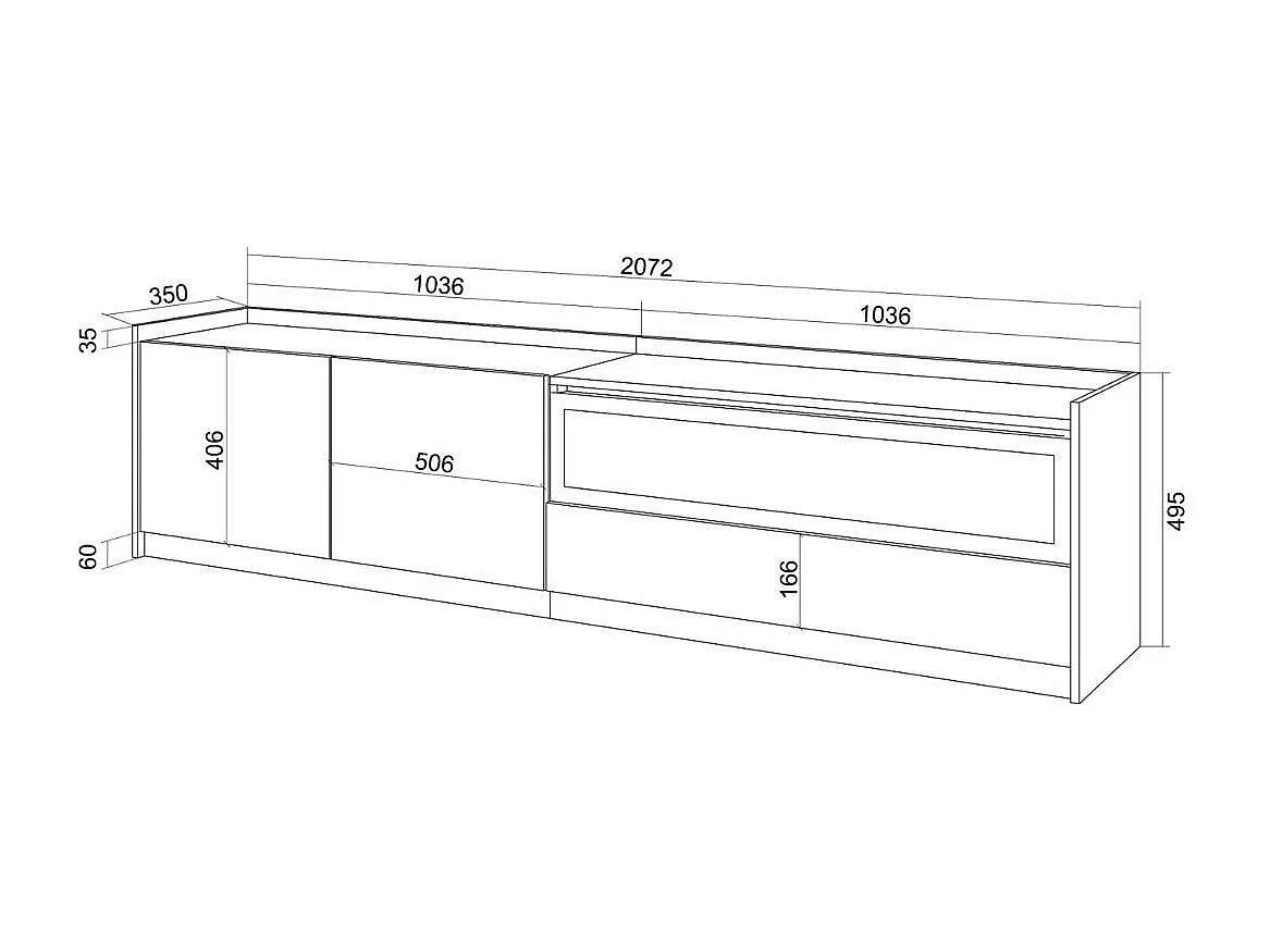 Mueble de TV Kroma 3 puertas con chimenea a la derecha negro 49,5x207,2x35 cm