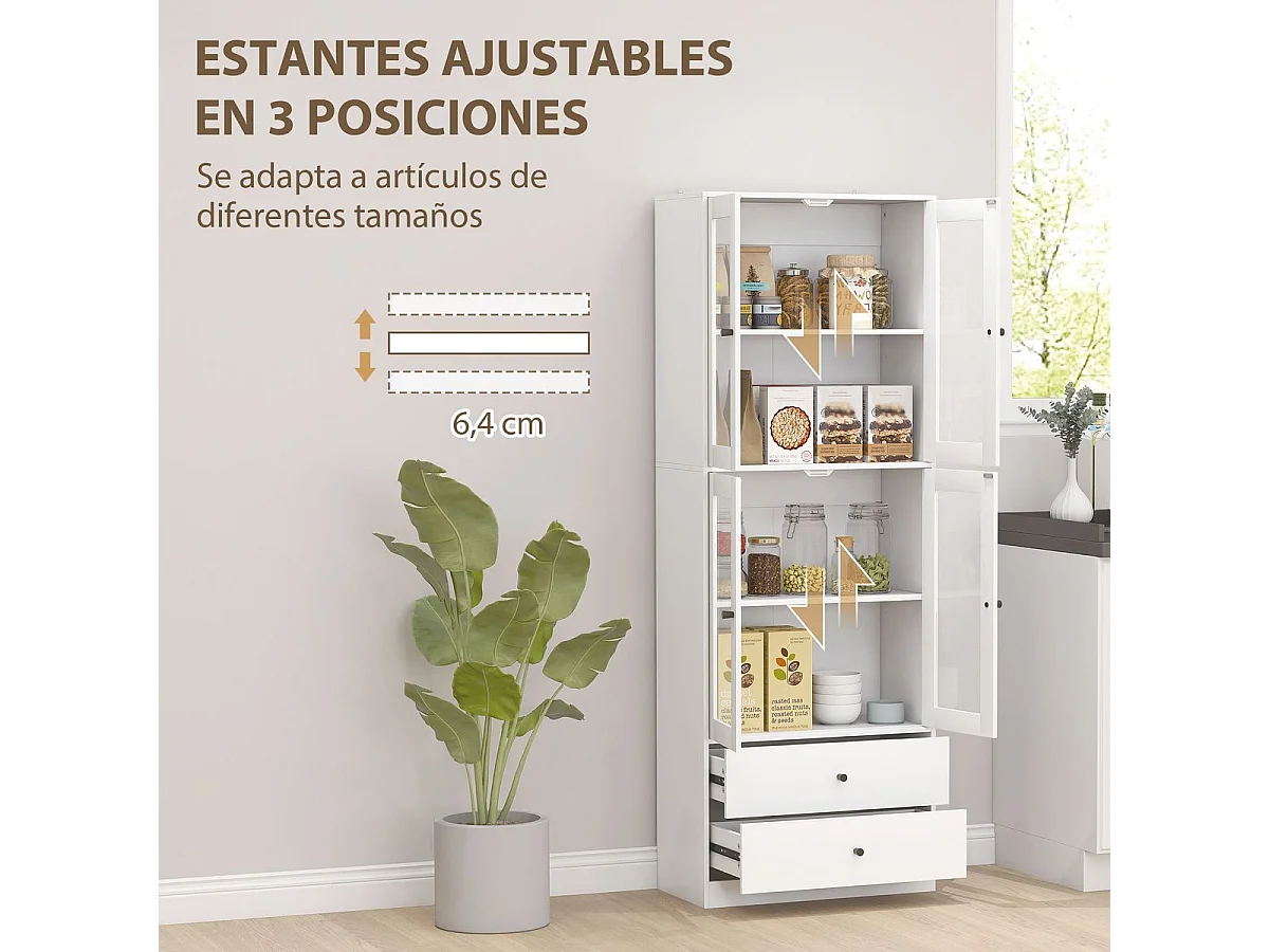 Aparador Ligna Homcom 4 puertas con 2 cajones blanco 170x59x30 cm