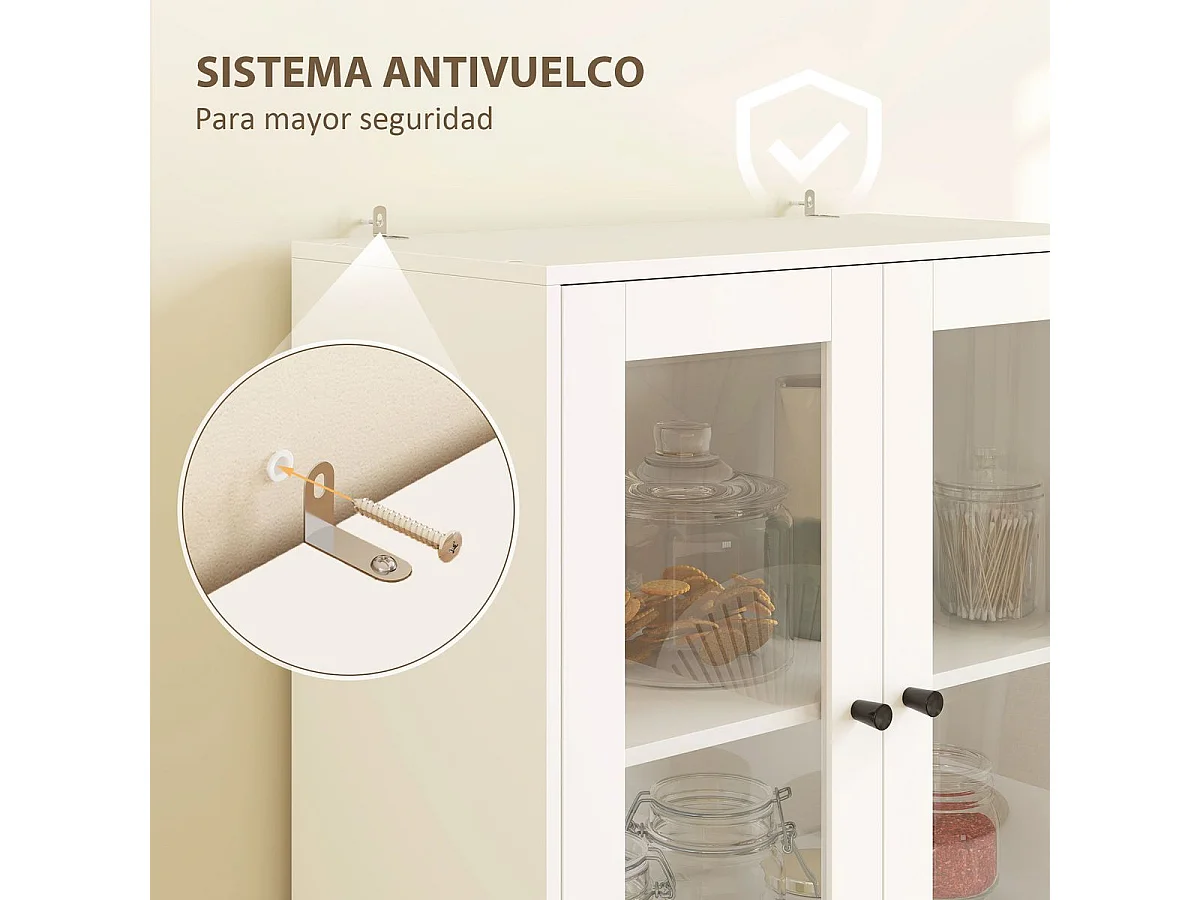 Aparador Ligna Homcom 4 puertas con 2 cajones blanco 170x59x30 cm