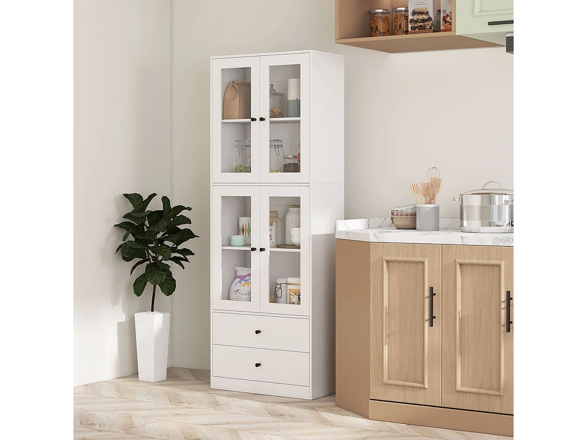 Aparador Ligna Homcom 4 puertas con 2 cajones blanco 170x59x30 cm