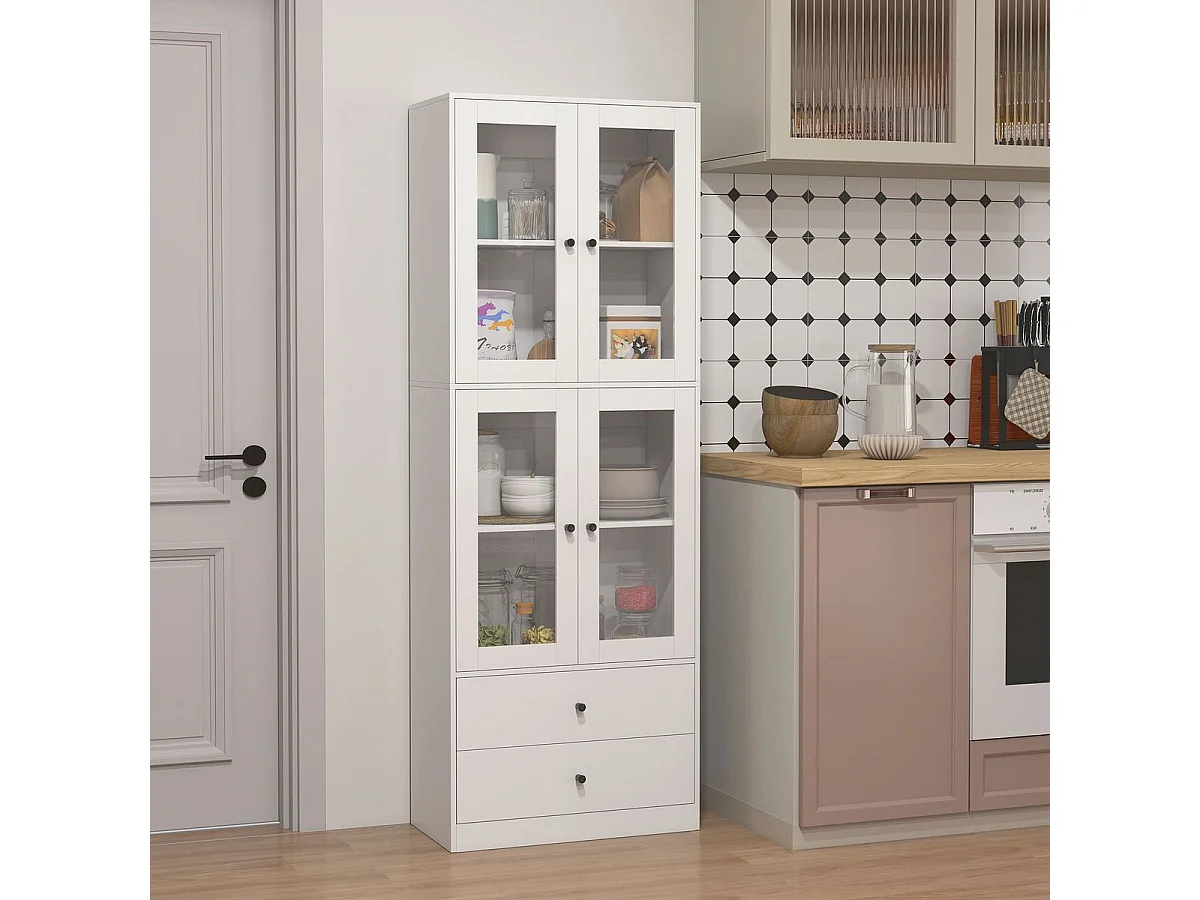 Aparador Ligna Homcom 4 puertas con 2 cajones blanco 170x59x30 cm