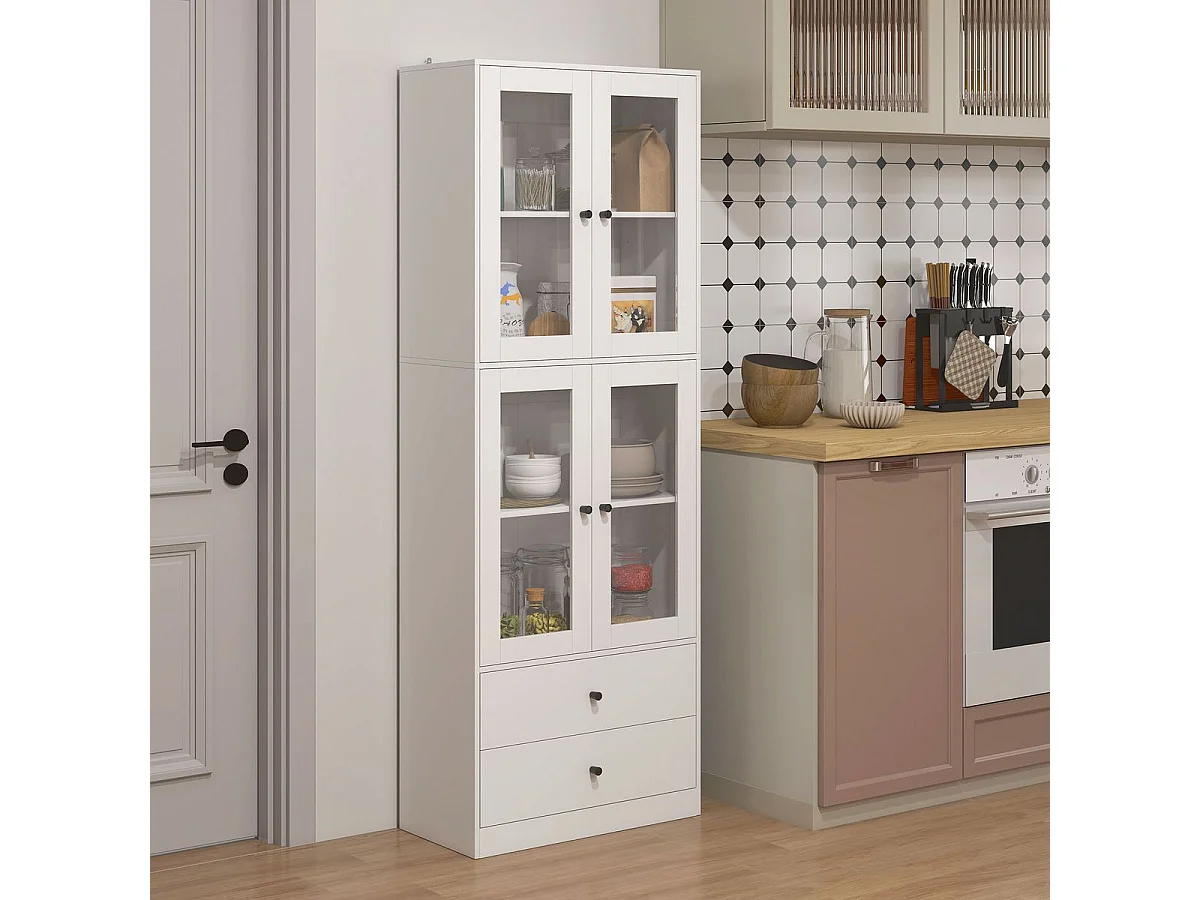 Aparador Ligna Homcom 4 puertas con 2 cajones blanco 170x59x30 cm