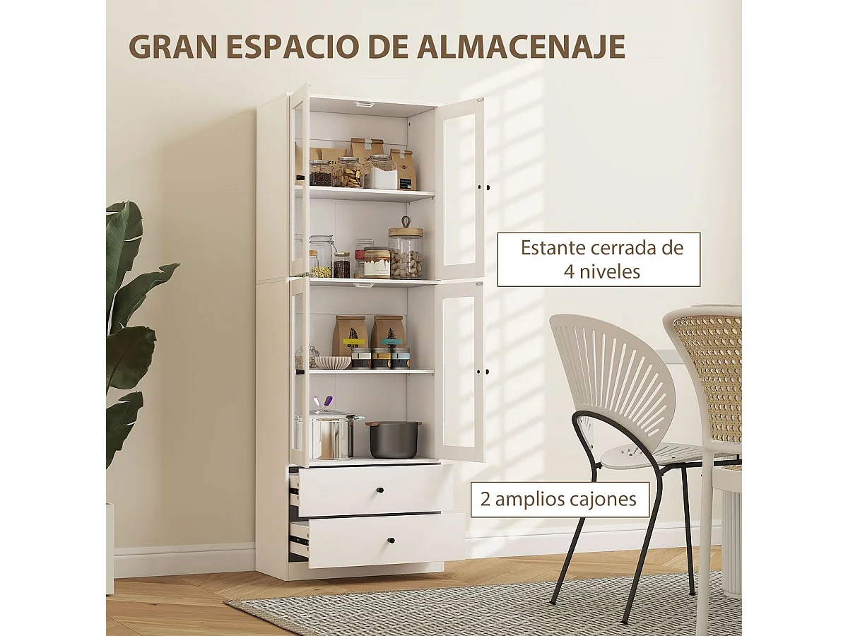 Aparador Ligna Homcom 4 puertas con 2 cajones blanco 170x59x30 cm