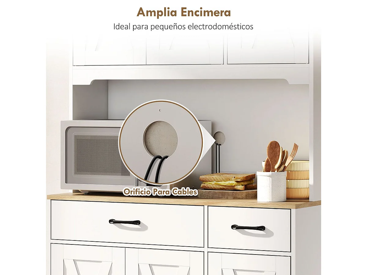 Alacena Bambora Homcom 6 puertas con encimera blanco 175,2x94x39,5 cm