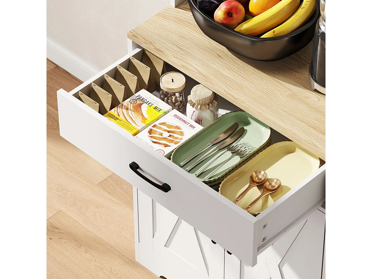 Alacena Bambora Homcom 6 puertas con encimera blanco 175,2x94x39,5 cm