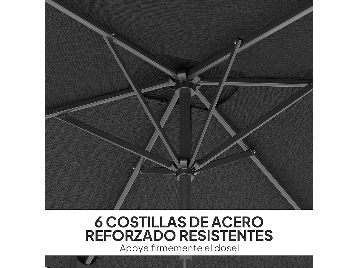 Sombrilla de terraza Annia Outsunny con manivela ángulo ajustable gris oscuro 255x198x294 cm