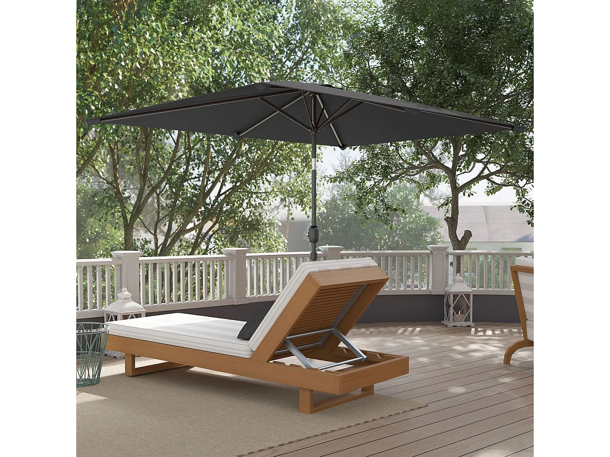 Sombrilla de terraza Annia Outsunny con manivela ángulo ajustable gris oscuro 255x198x294 cm