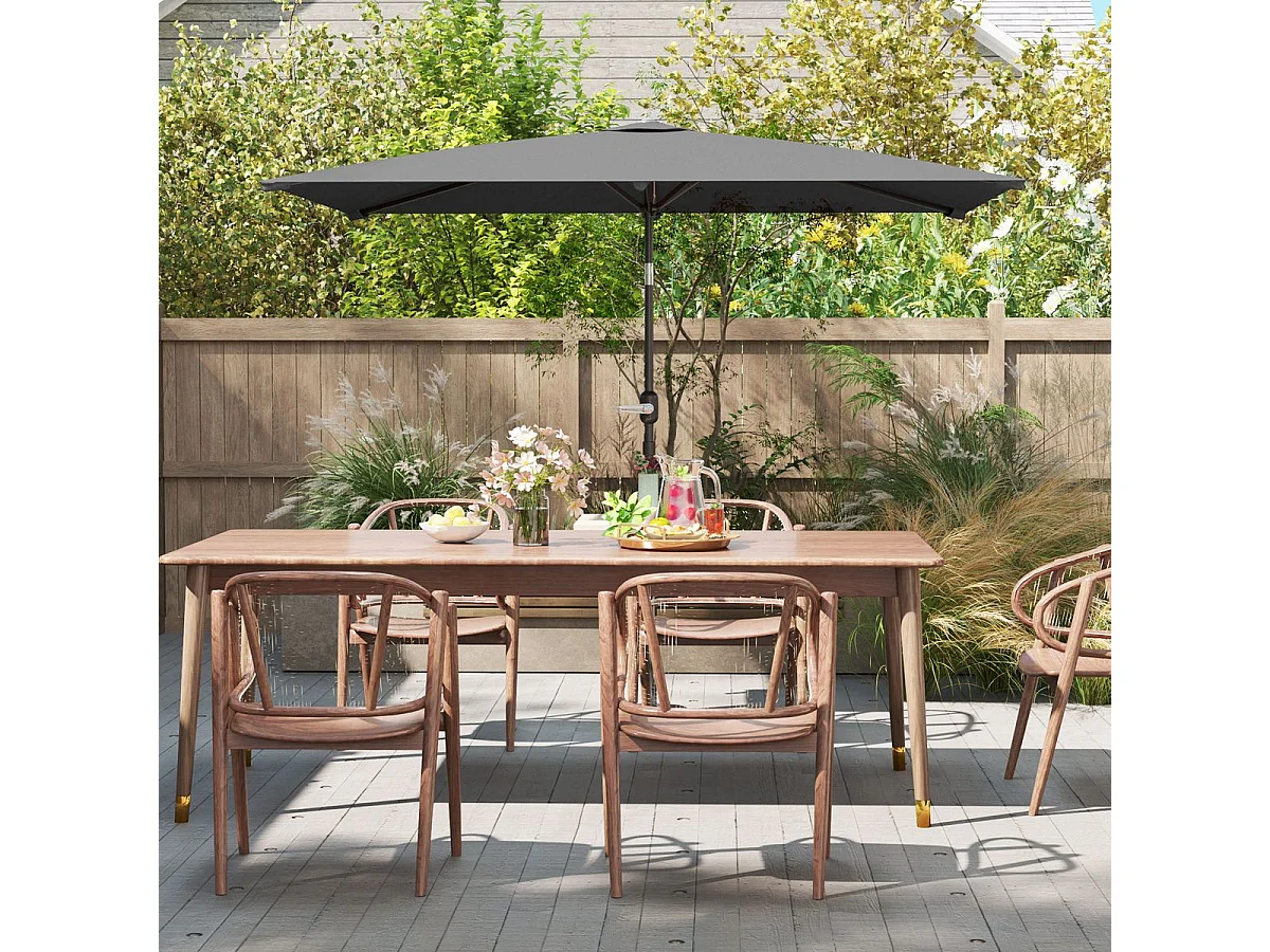Sombrilla de terraza Annia Outsunny con manivela ángulo ajustable gris oscuro 255x198x294 cm