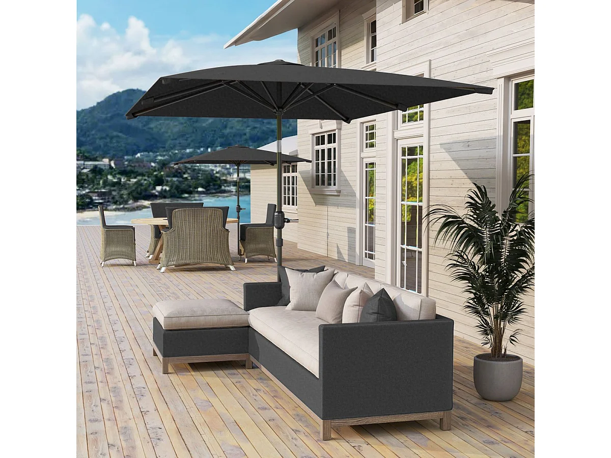 Sombrilla de terraza Annia Outsunny con manivela ángulo ajustable gris oscuro 255x198x294 cm