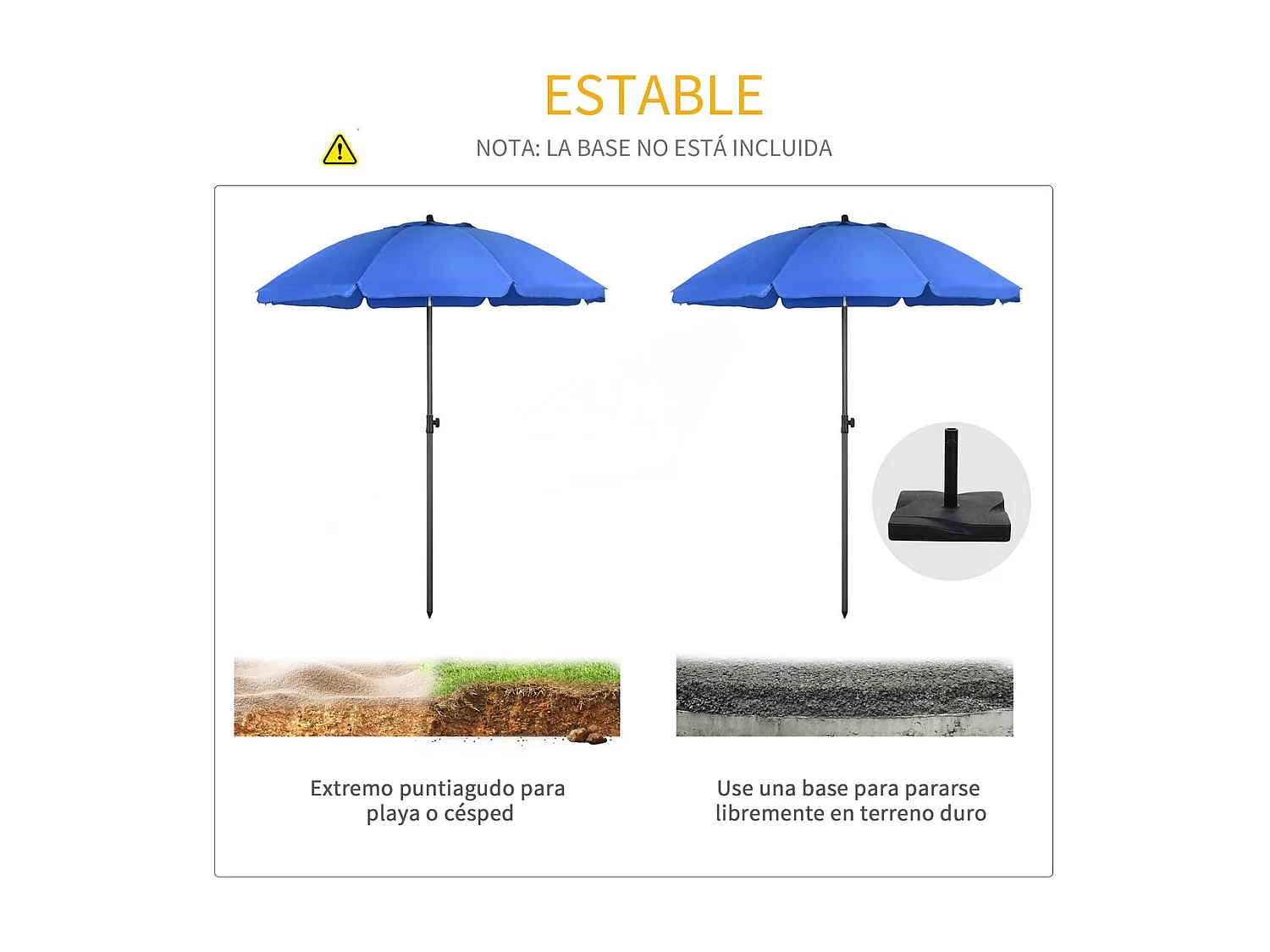 Sombrilla de playa Bali Outsunny ángulo ajustable protección UV50+ azul Ø180x209 cm