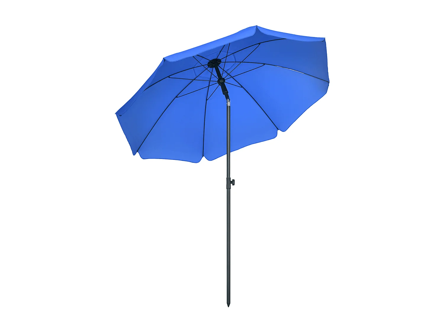 Sombrilla de playa Bali Outsunny ángulo ajustable protección UV50+ azul Ø180x209 cm