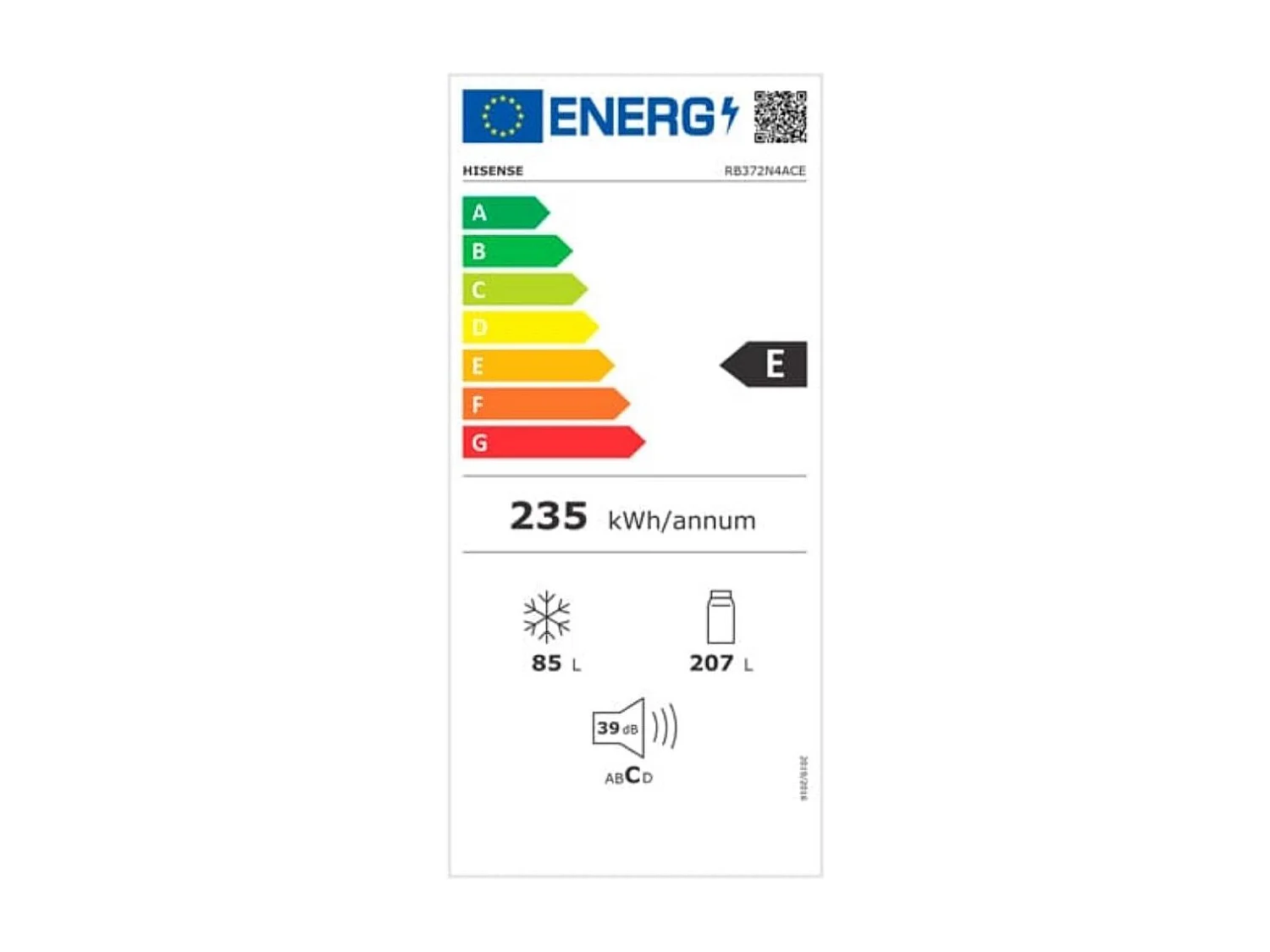 Frigorífico combi Hisense RB372N4AWE 292L Total No Frost E blanco 180 cm