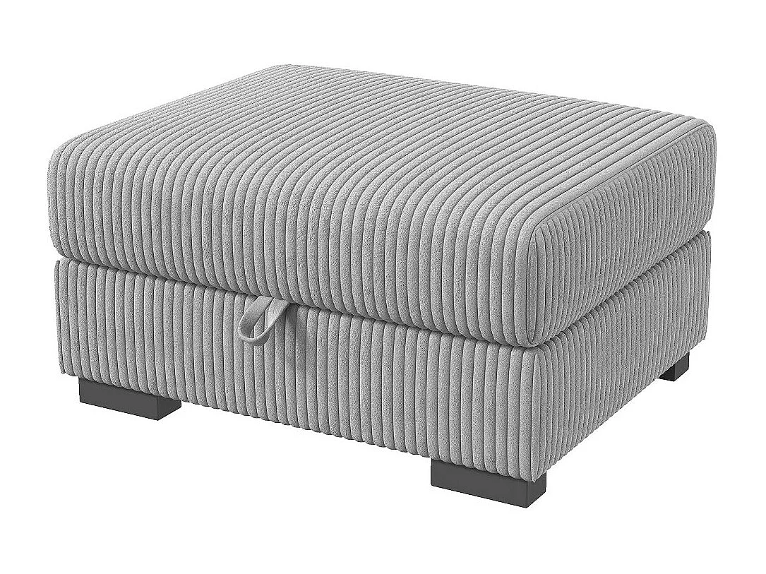Pouf coffre velours côtelé gris, repose-pieds avec rangement, module canapé, ottoman design salon chambre