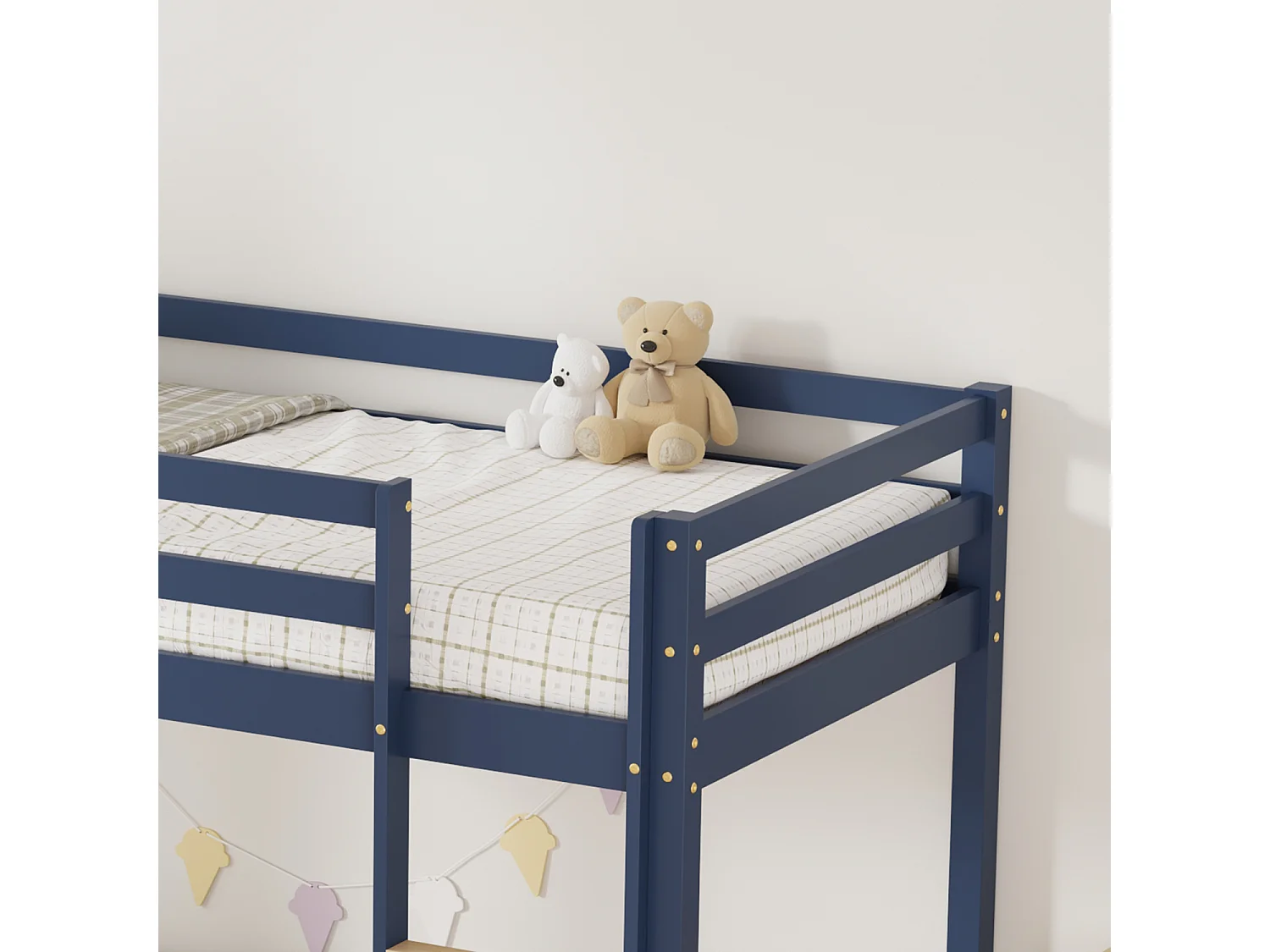 Kinderstapelbed 190x90cm donkerblauw met laden AMBRE
