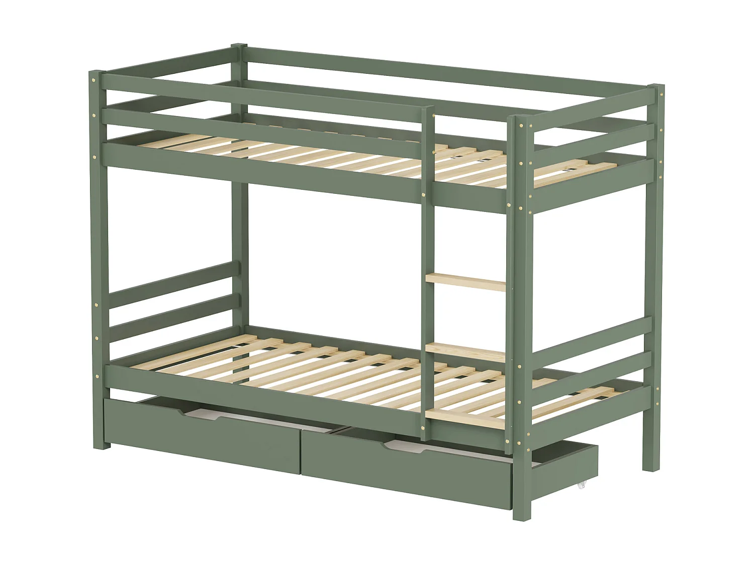 Kinderstapelbed 190x90cm groen met laden AMBER