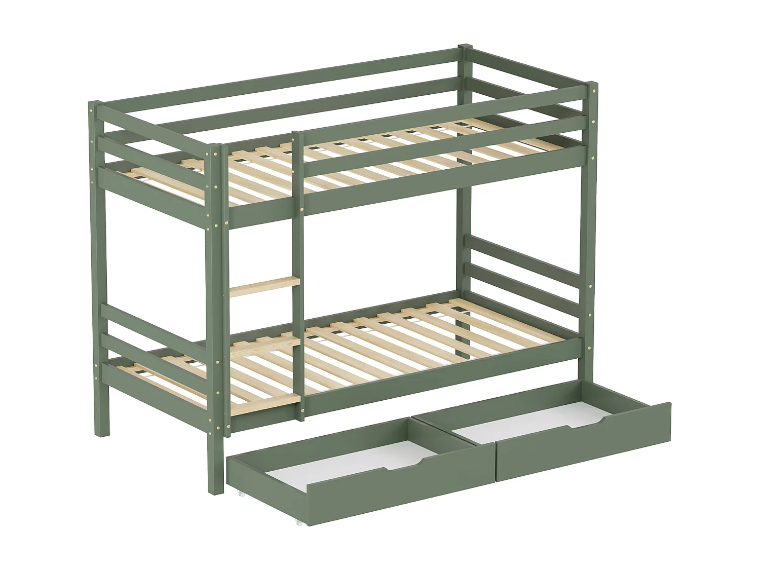 Kinderstapelbed 190x90cm groen met laden AMBER