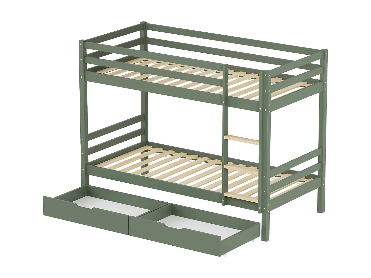 Kinderstapelbed 190x90cm groen met laden AMBER