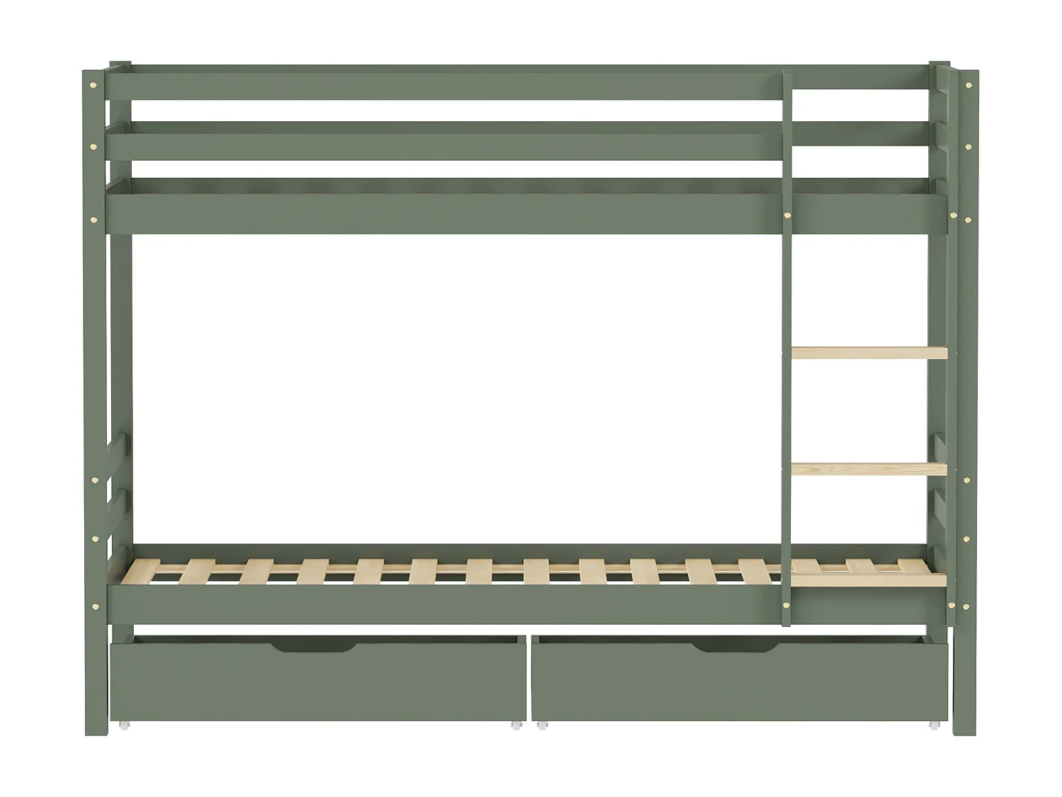 Kinderstapelbed 190x90cm groen met laden AMBER