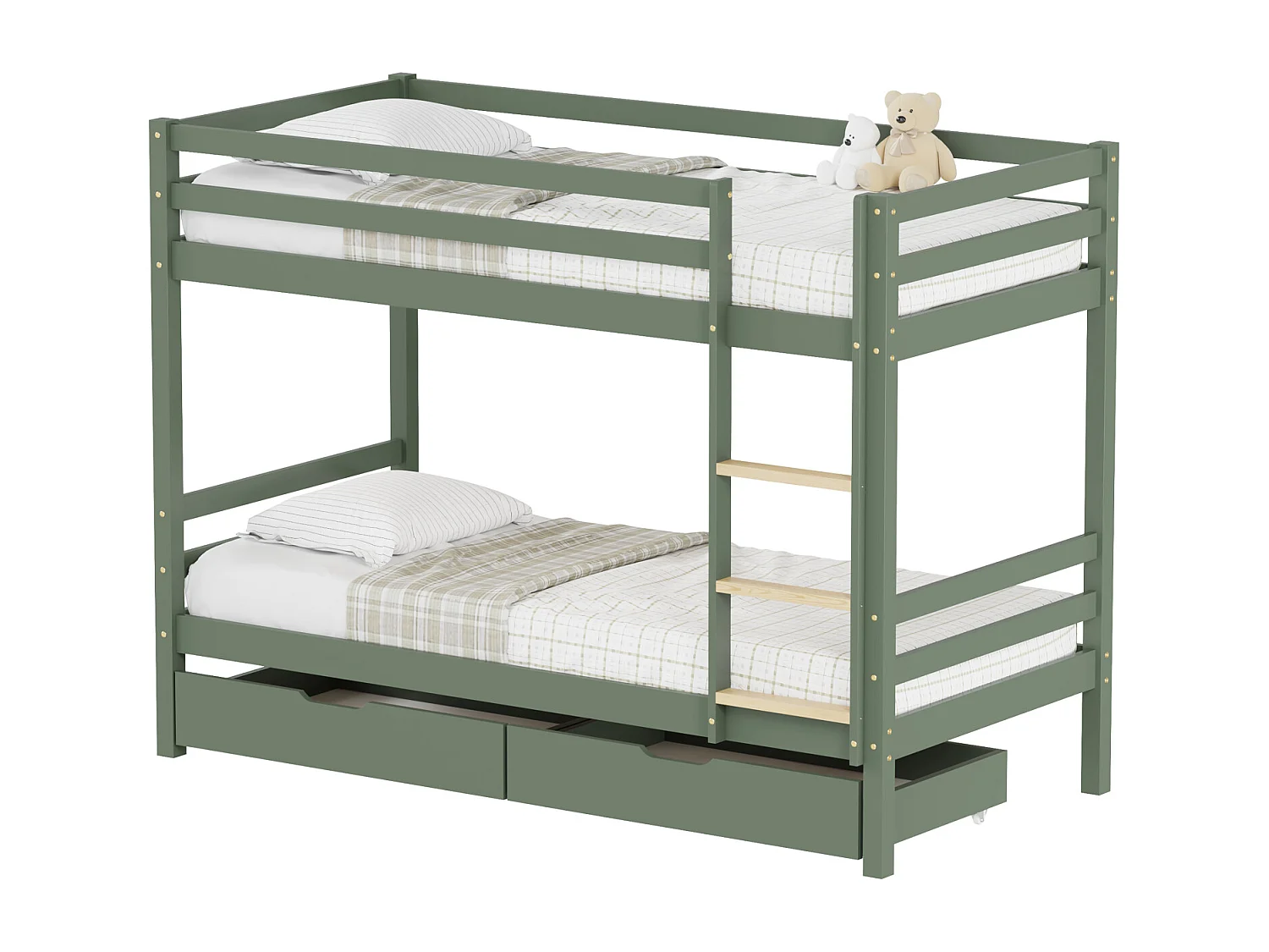 Kinderstapelbed 190x90cm groen met laden AMBER