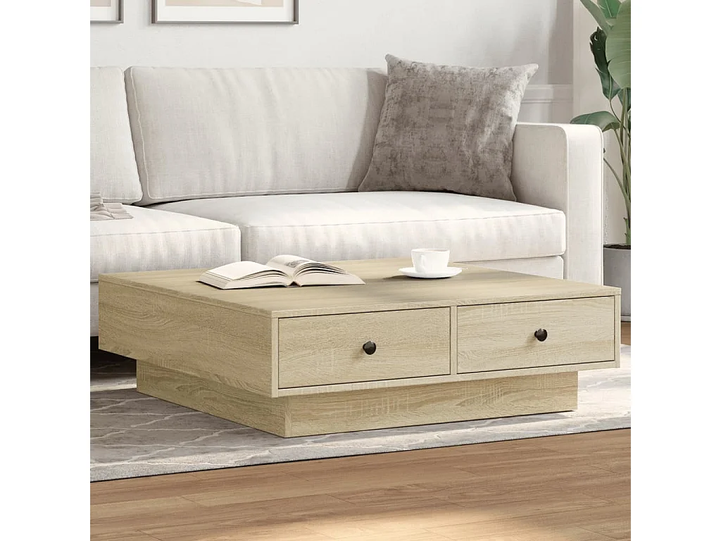 Mesa de centro madera de ingeniería roble  90x90x28 cm
