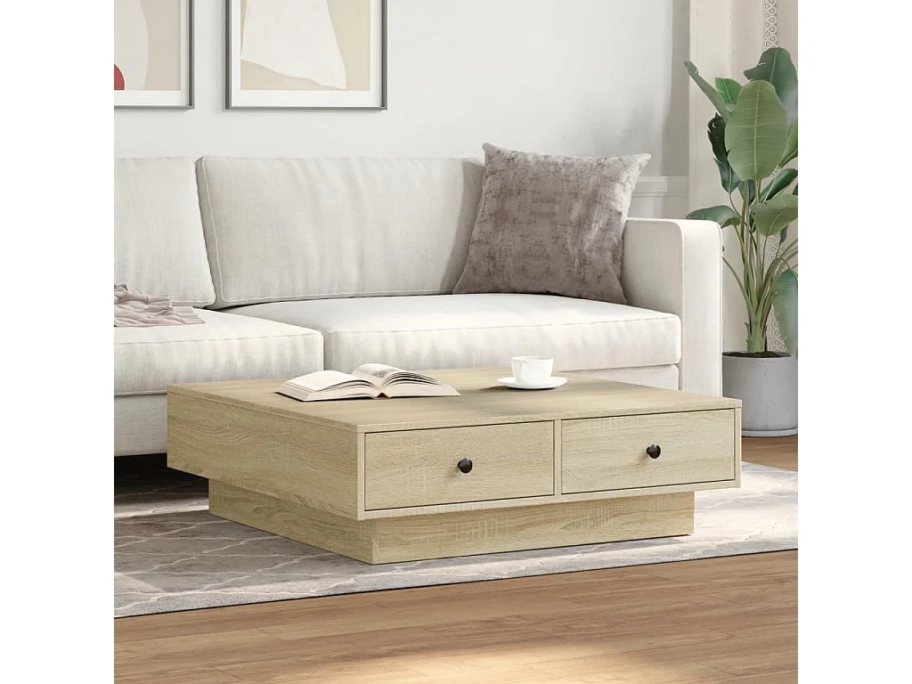 Mesa de centro madera de ingeniería roble  90x90x28 cm